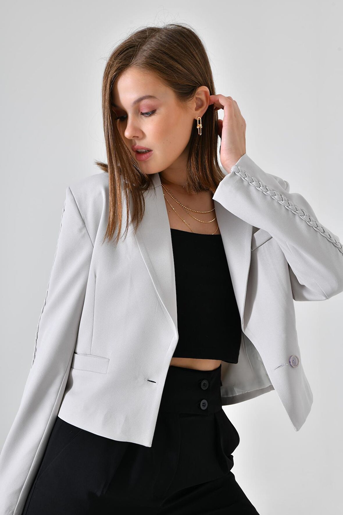 Taş Kol Detaylı Regular Blazer Ceket