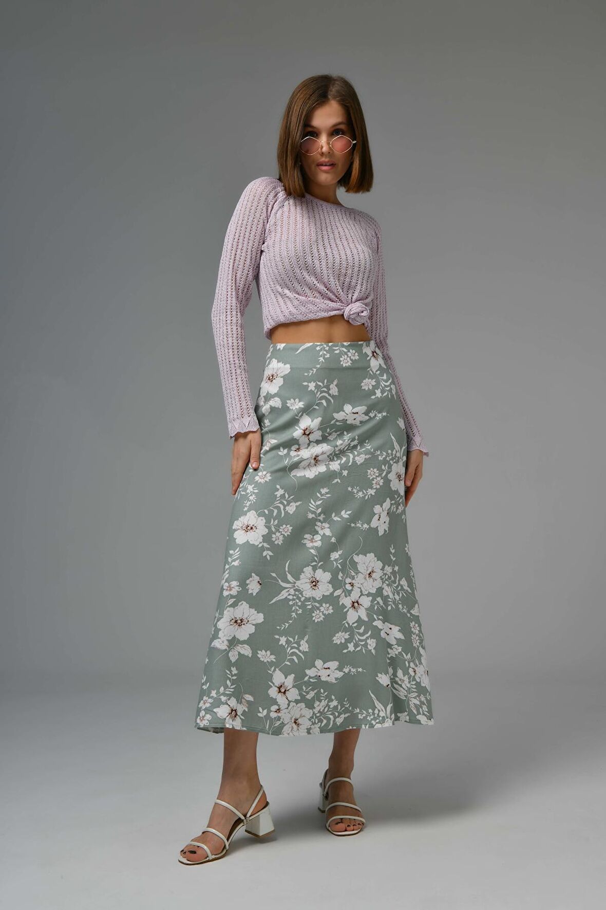 Mint Midi Dokuma Etek