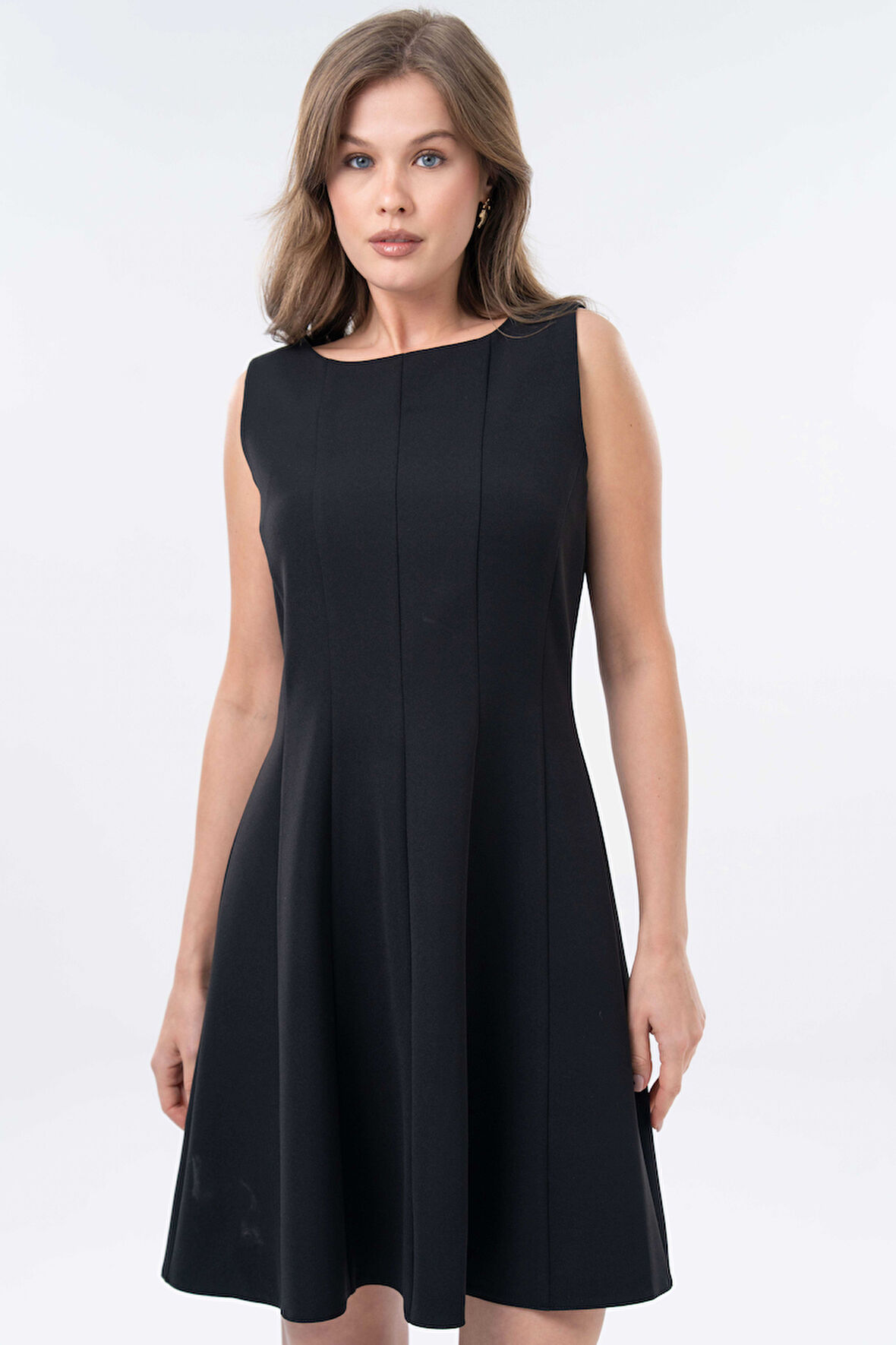 Siyah Bodycone Toparlayıcı Şık Dökümlü Mini Dokuma Elbise