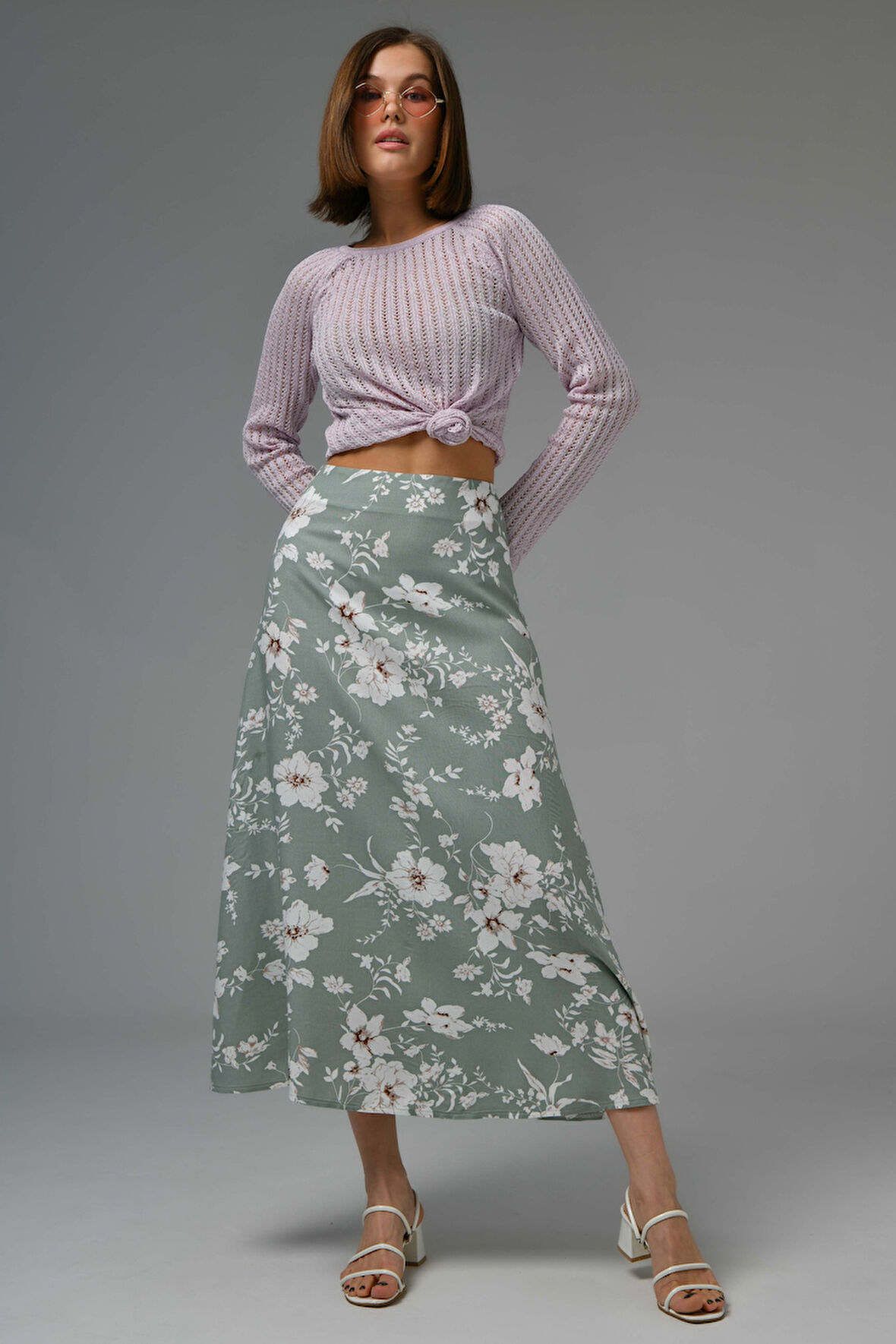 Mint Midi Dokuma Etek