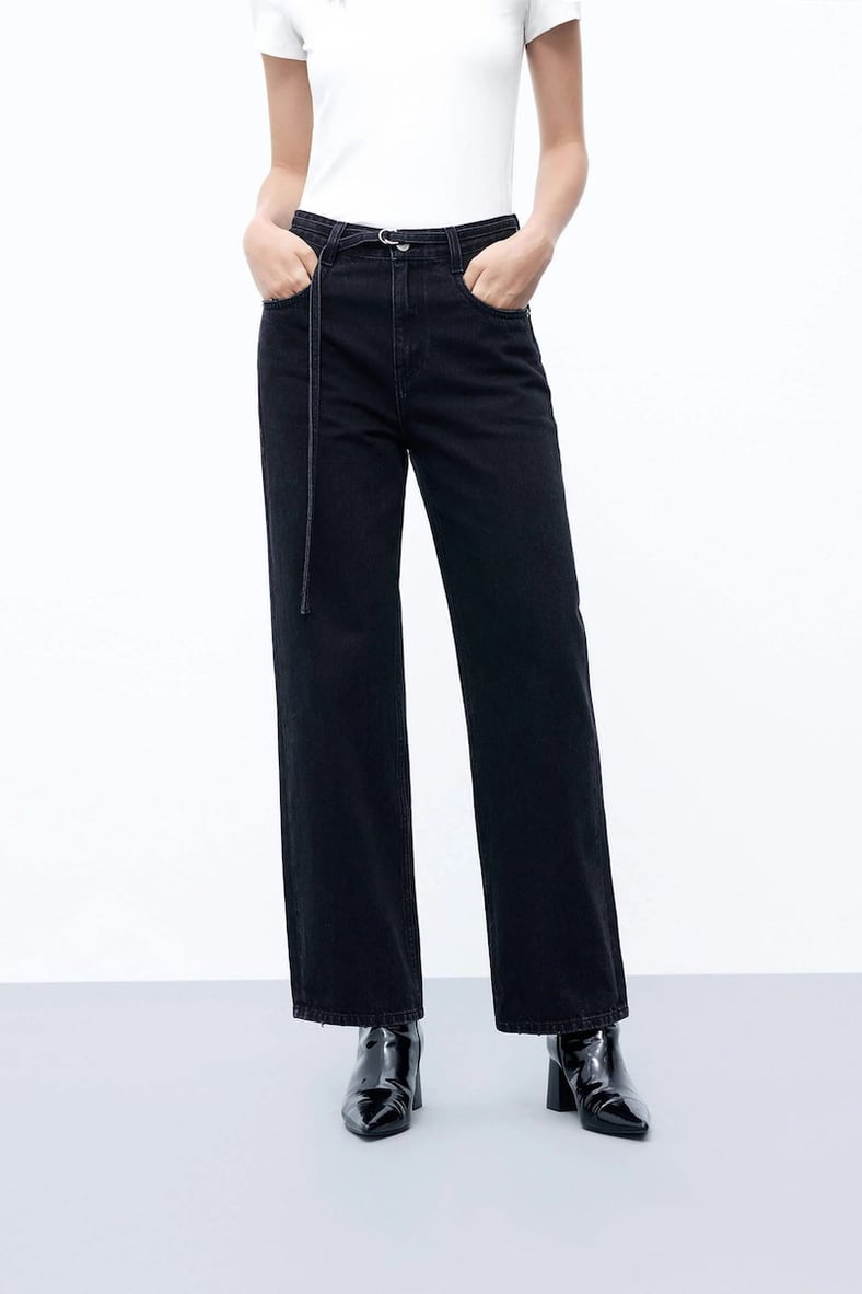 Siyah Kadın Yüksek Bel Mary Vintage Straight Fit Jean Pantolon
