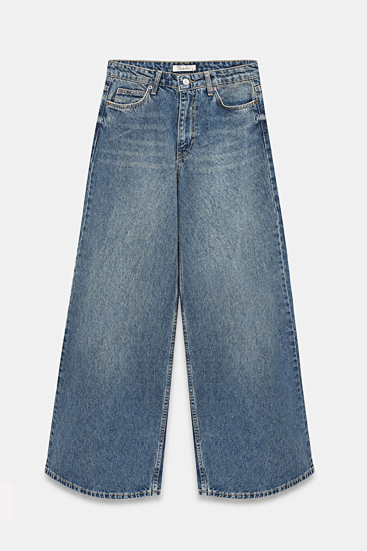 Mavi - 36 Kadın Yüksek Bel Wide Leg Bol Paça Jean Pantolon - '90 Vintage