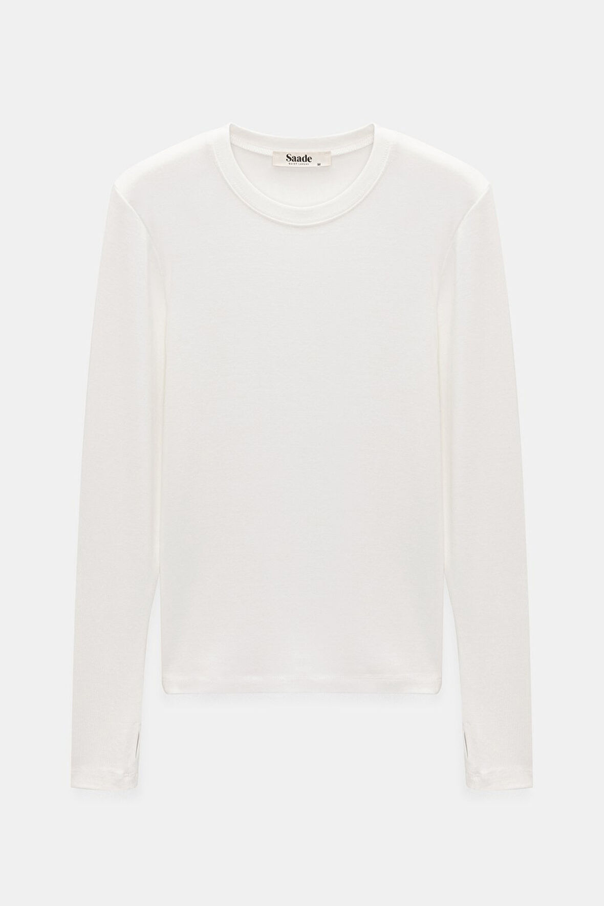 Ekru - M Kadın Bisiklet Yaka Parmak Geçmeli Uzun Kollu Body/Bluz