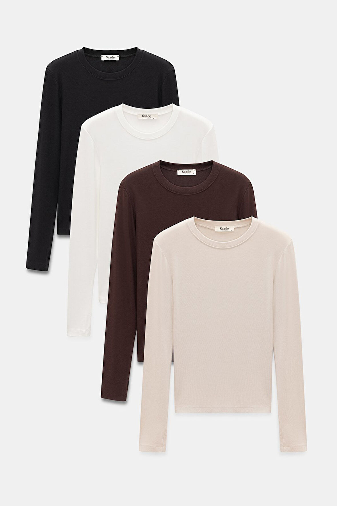 Çok Renkli - L Kadın Bisiklet Yaka Parmak Geçmeli Uzun Kollu Body/Bluz - 4'lü Paket