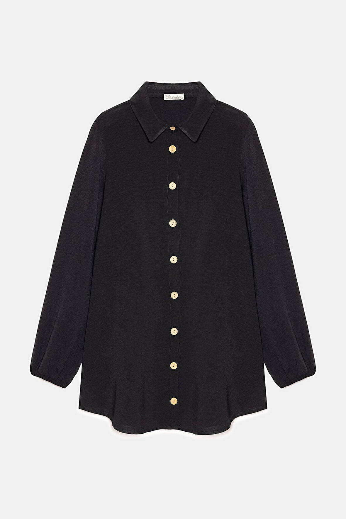 Siyah Ahşap Düğmeli Tunik Siyah 46