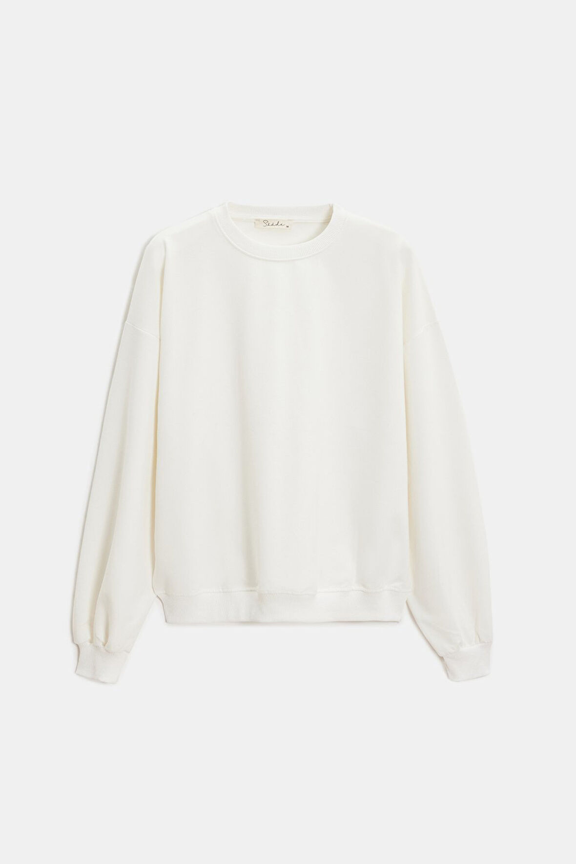 Ekru - M Kadın Oversize Bisiklet Yaka Basic Casual Sweatshirt