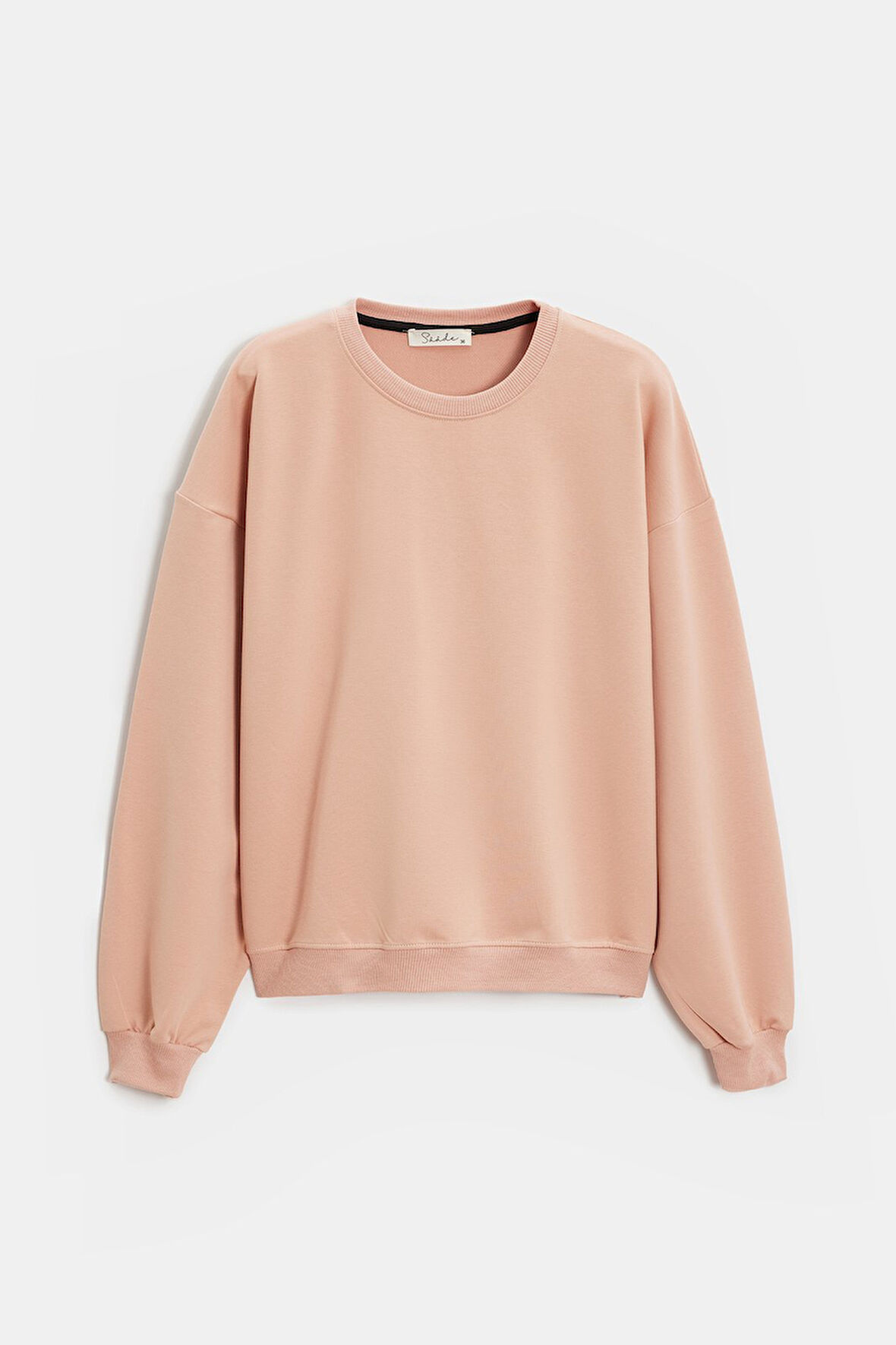 Koyu Pudra - L Kadın Oversize Bisiklet Yaka Basic Casual Sweatshirt