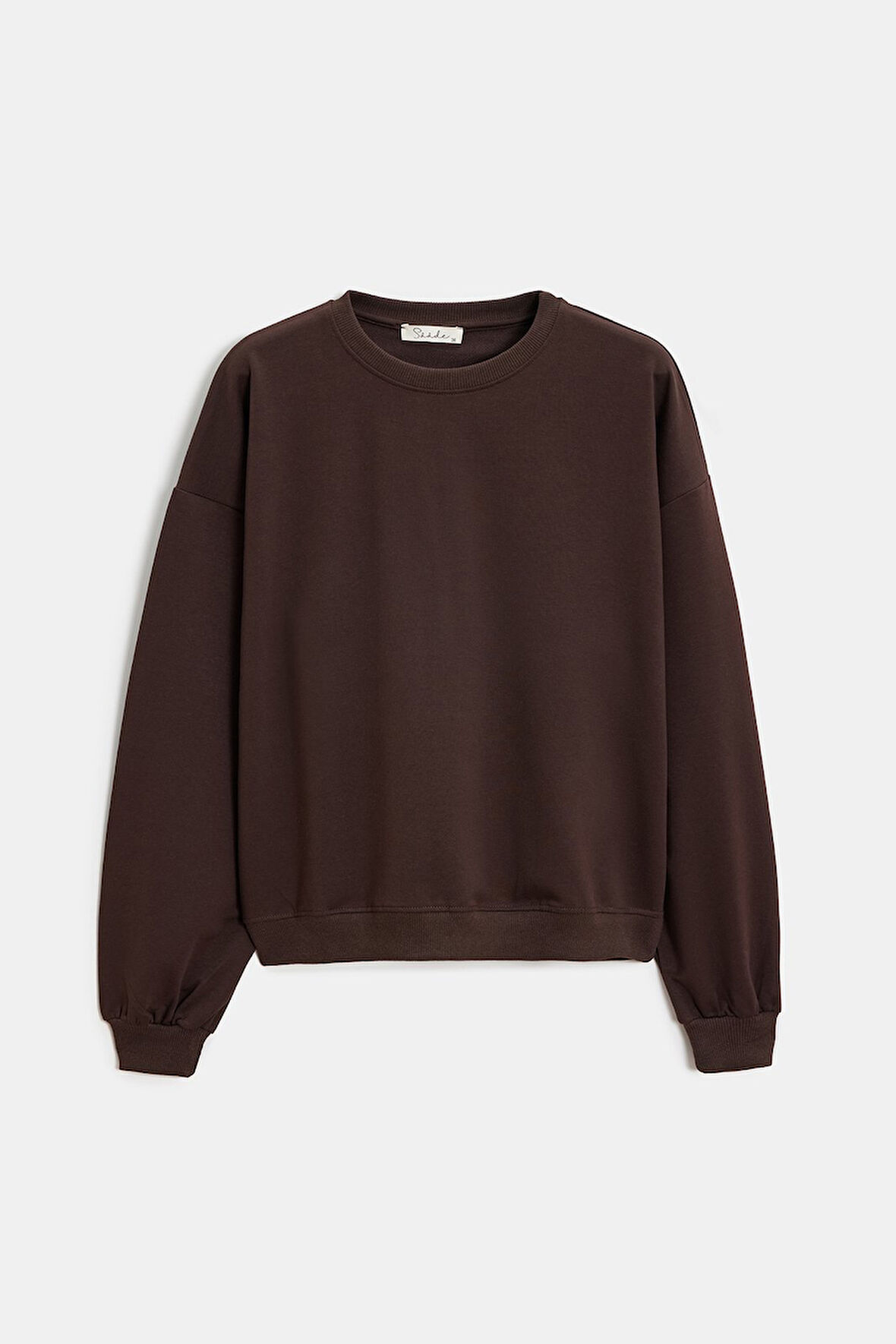Acı Kahverengi - L Kadın Oversize Bisiklet Yaka Basic Casual Sweatshirt
