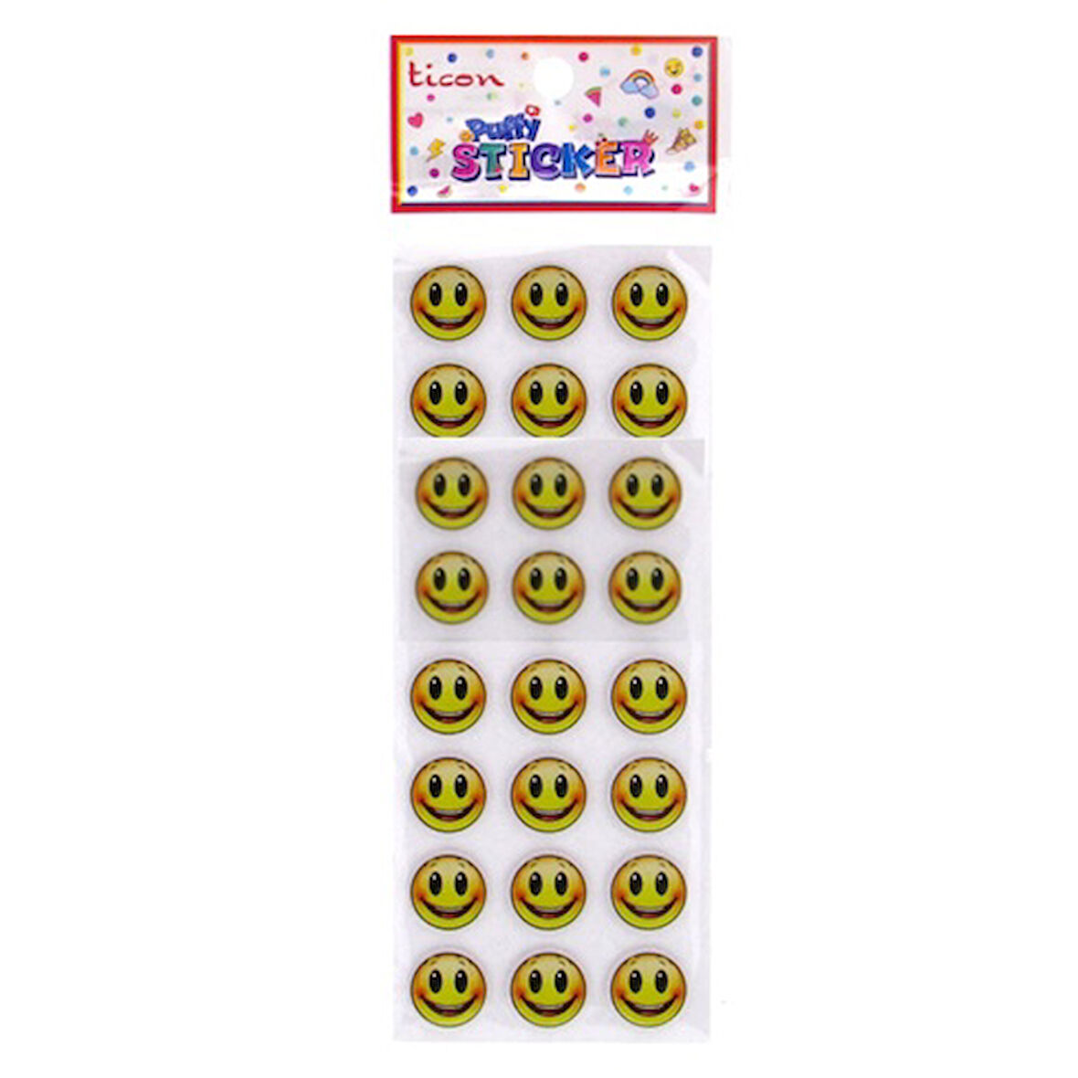 Ticon Puffy Sticker Gülen Yüz - 6 adet