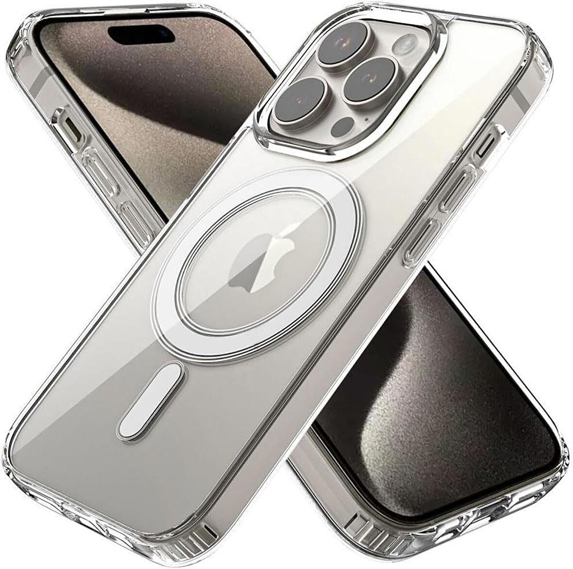 HARVORTEZ iPhone 13 Pro Max MagSafe Uyumlu Güçlü Manyetik Kılıf, PC Çevre Dostu Malzeme, Logo Görünür Kapak, TamUyumlu, Köşe Darbe Emicili Zarif Case (Şeffaf)