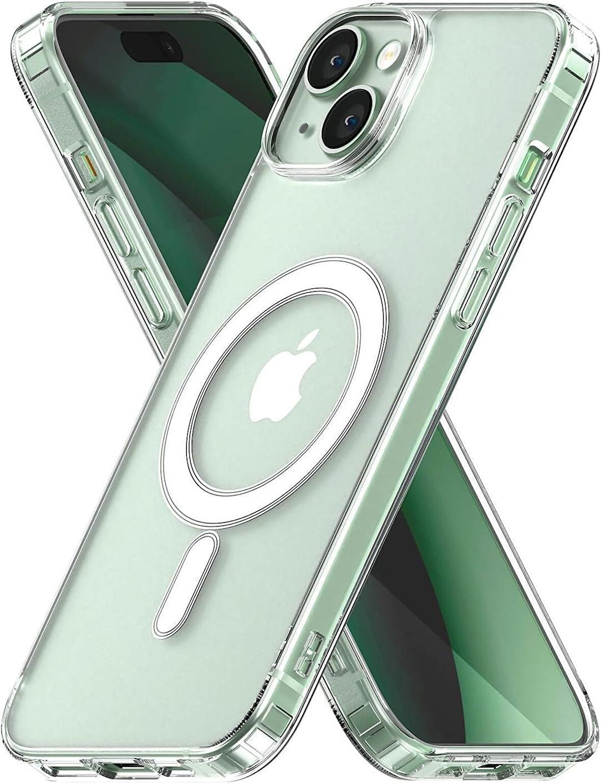 HARVORTEZ iPhone 15 Plus MagSafe Uyumlu Güçlü Manyetik Kılıf, PC Çevre Dostu Malzeme, Logo Görünür Kapak, TamUyumlu, Köşe Darbe Emicili Zarif Case (Şeffaf)