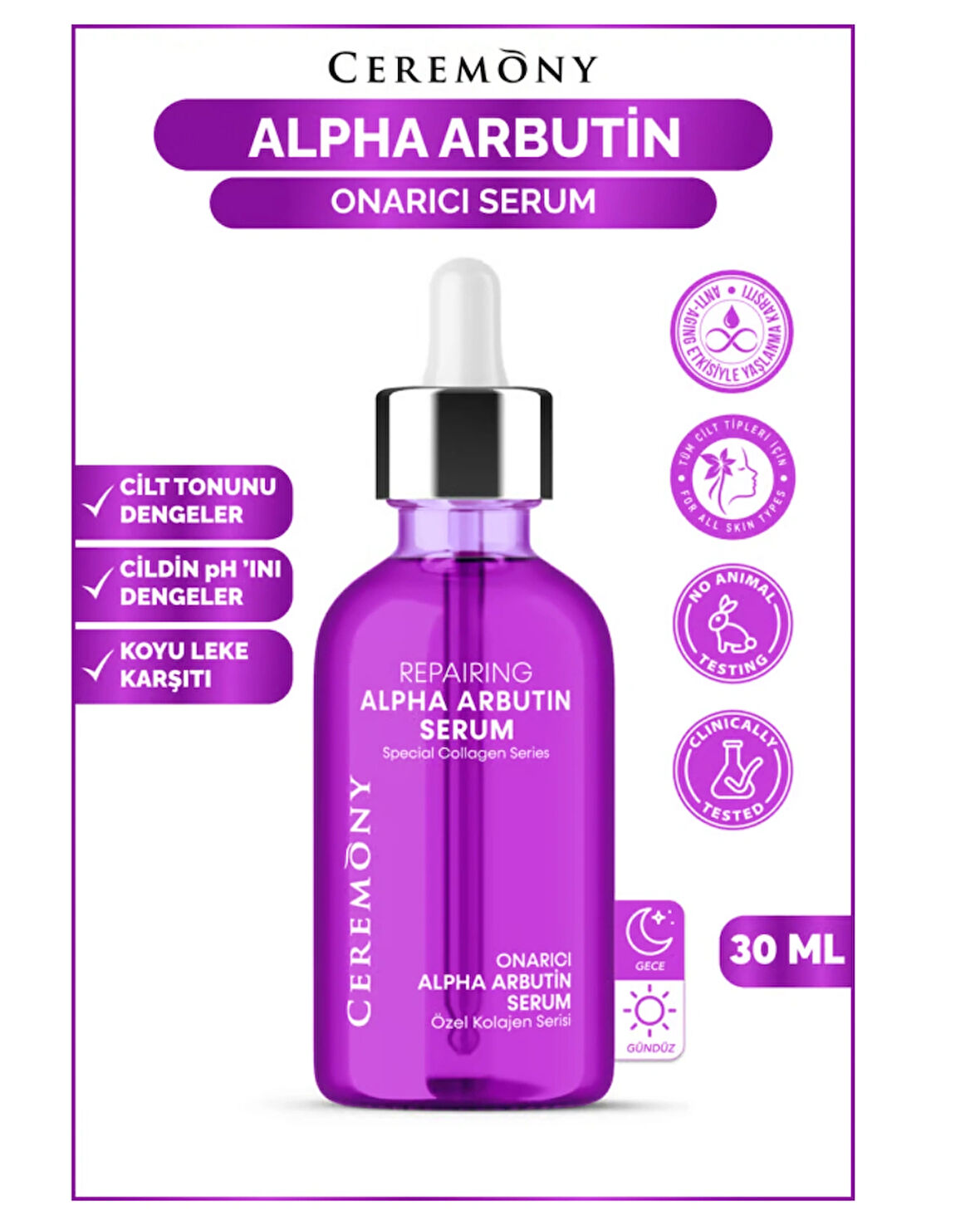 Ceremony Alpha Arbutin Onarıcı Cilt Bakım Serumu 30 ml