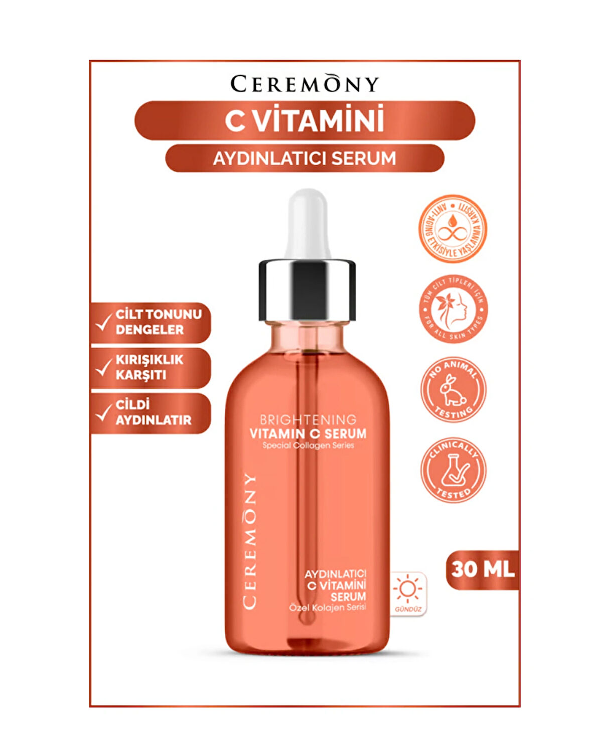 Ceremony C Vitamini Aydınlatıcı Cilt Bakım Serumu 30 ml
