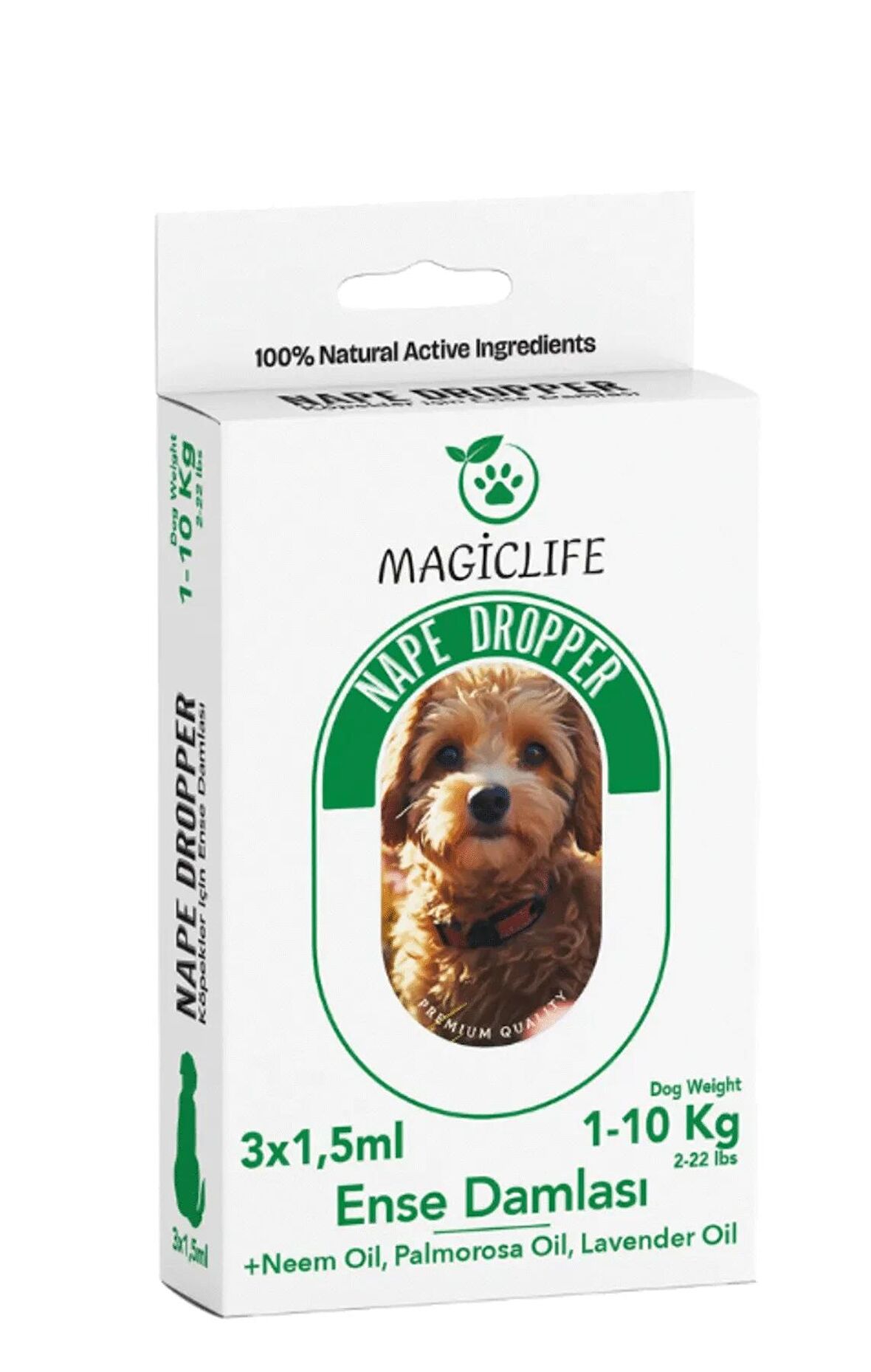 MAGIC LIFE Köpek Ense Damla Deri Ve Tüy Bakım Sinek Bit Pire Kene Damla Köpek Dış Parazit 3 X 1.5 ml 0/10 Kg