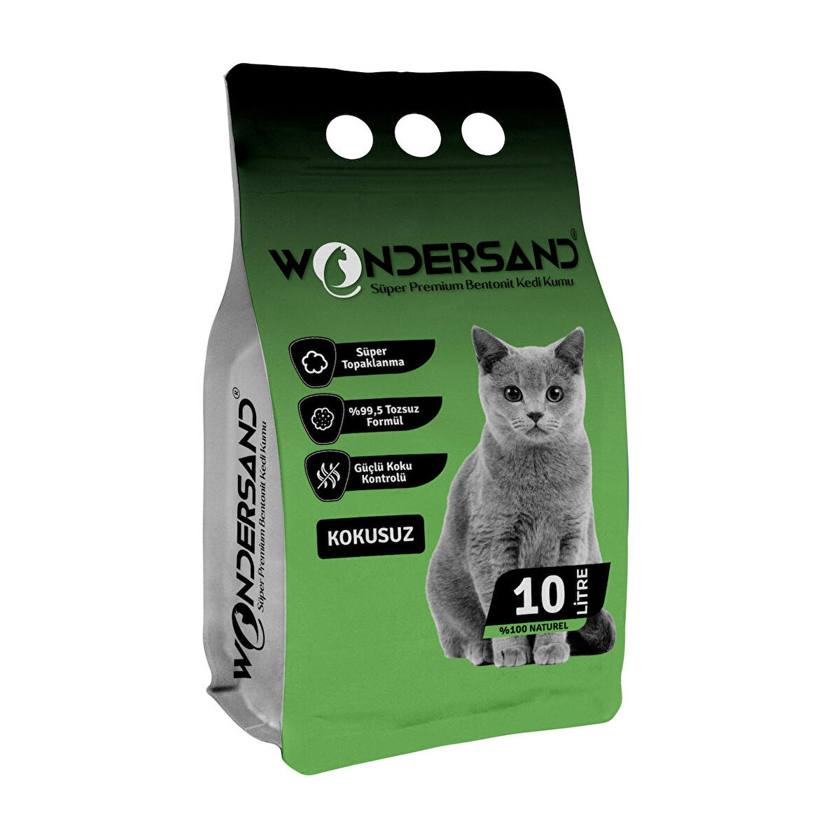 WONDERSAND KOKUSUZ NATUREL İNCE TANE TOPAKLANAN KEDİ KUMU 10 LT