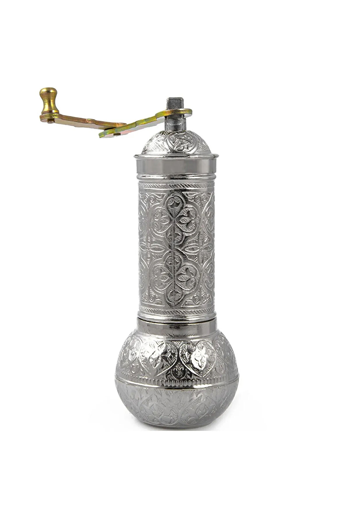 Gümüş Renk Zamak Karabiber, Kahve, Çörek Otu Ve Haşhaş El Değirmeni Öğütücü Grinder – 18 Cm