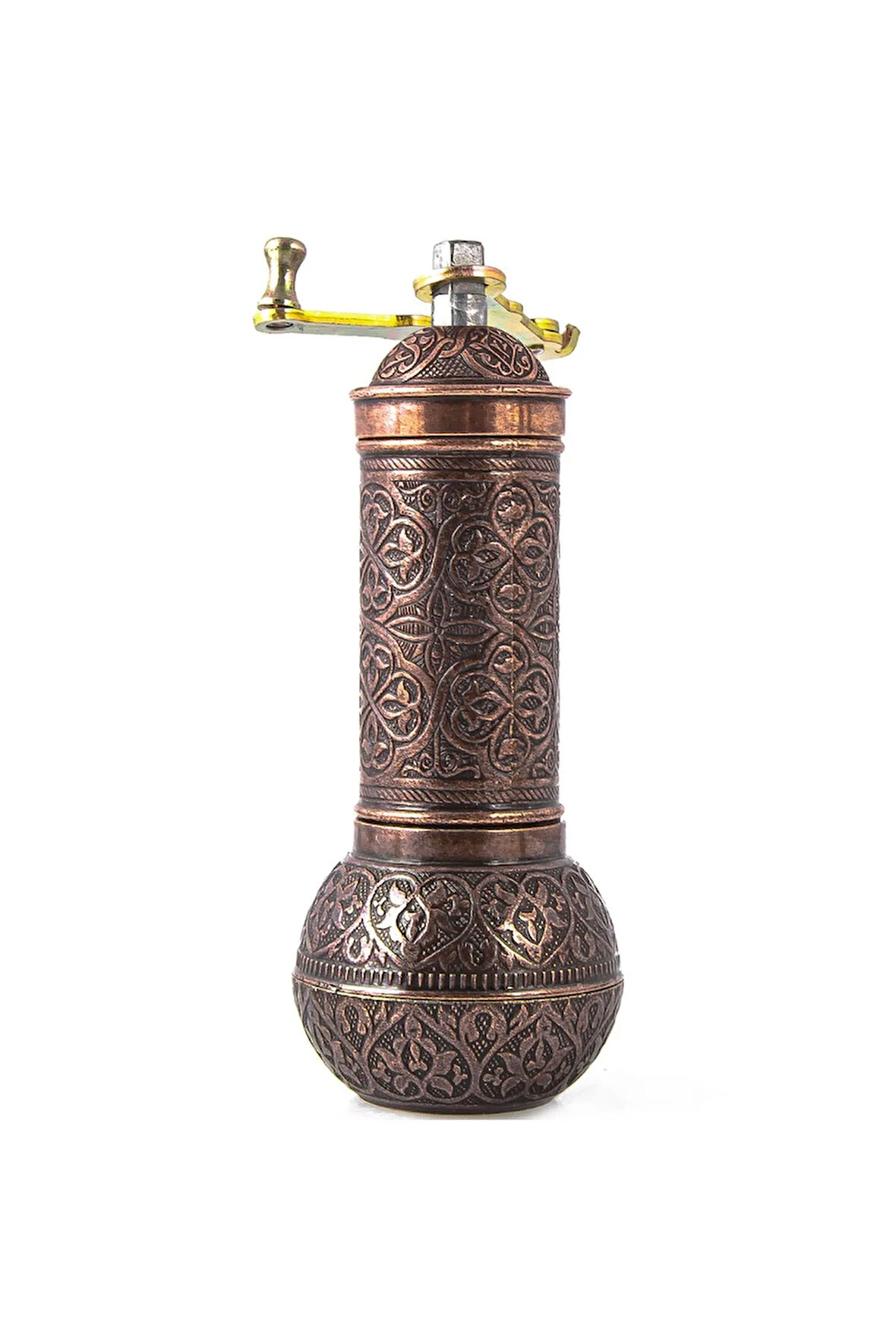 Bakır Renk Zamak Karabiber, Kahve, Çörek Otu Ve Haşhaş El Değirmeni Öğütücü Grinder 18 Cm
