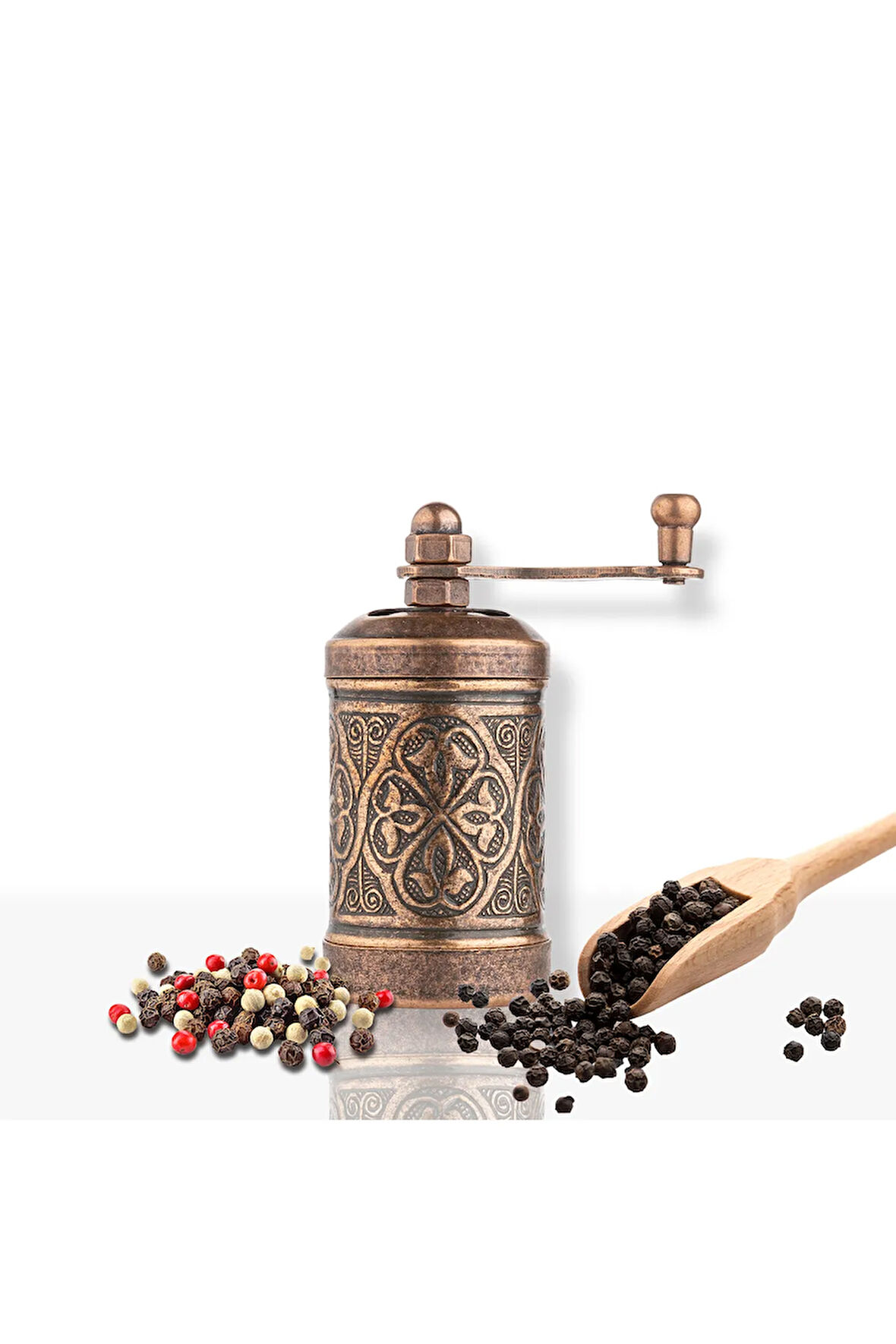 Bakır Renk Zamak Karabiber El Değirmeni Öğütücü Grinder 8 Cm