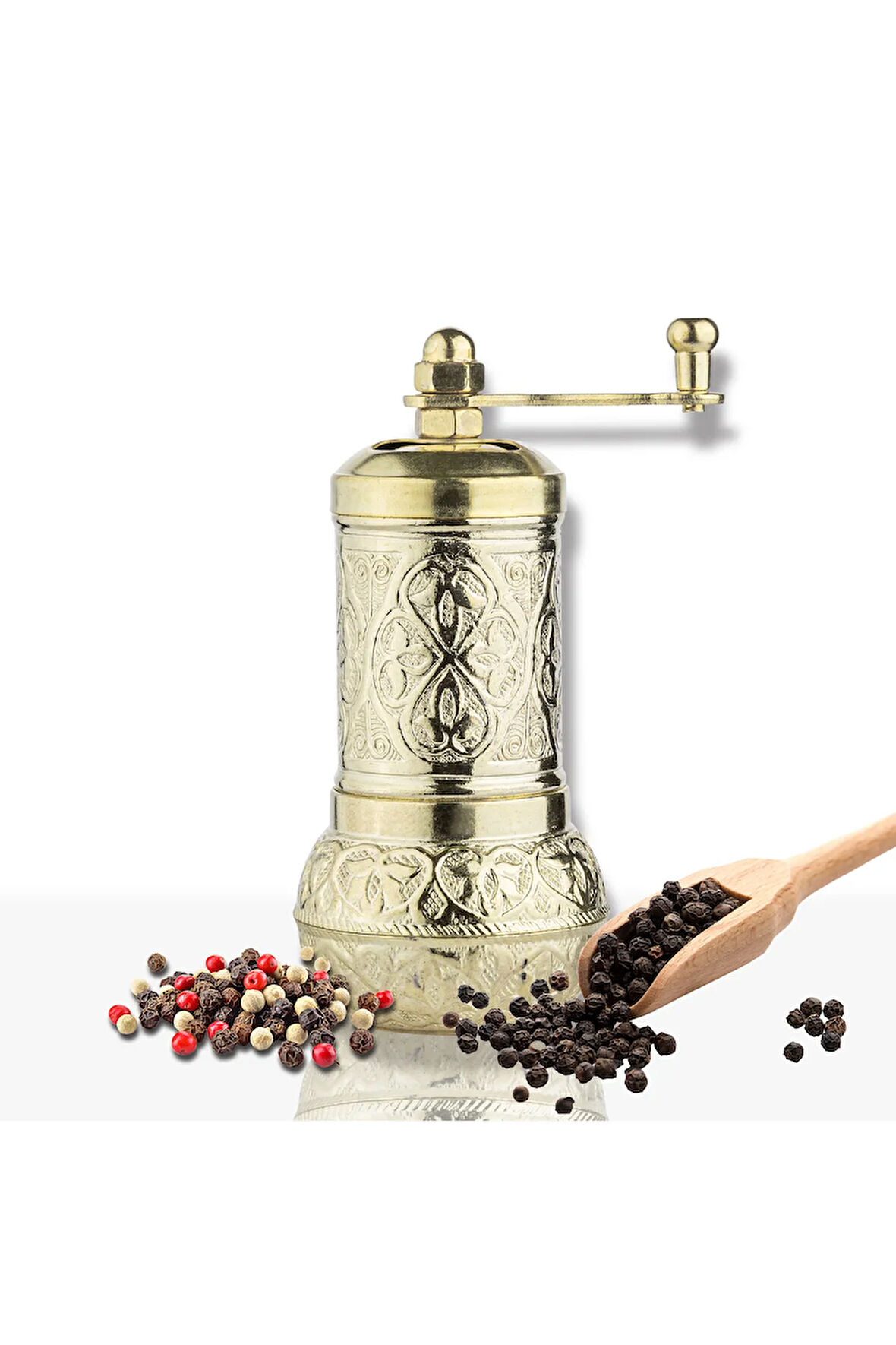 Sarı Zamak Karabiber El Değirmeni Öğütücü Grinder 11 Cm
