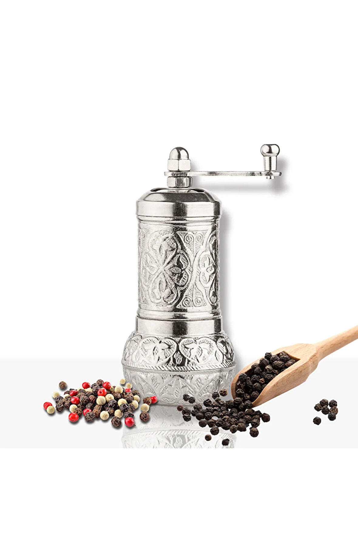 Nikel Renk Zamak Karabiber El Değirmeni Öğütücü Grinder 11 Cm