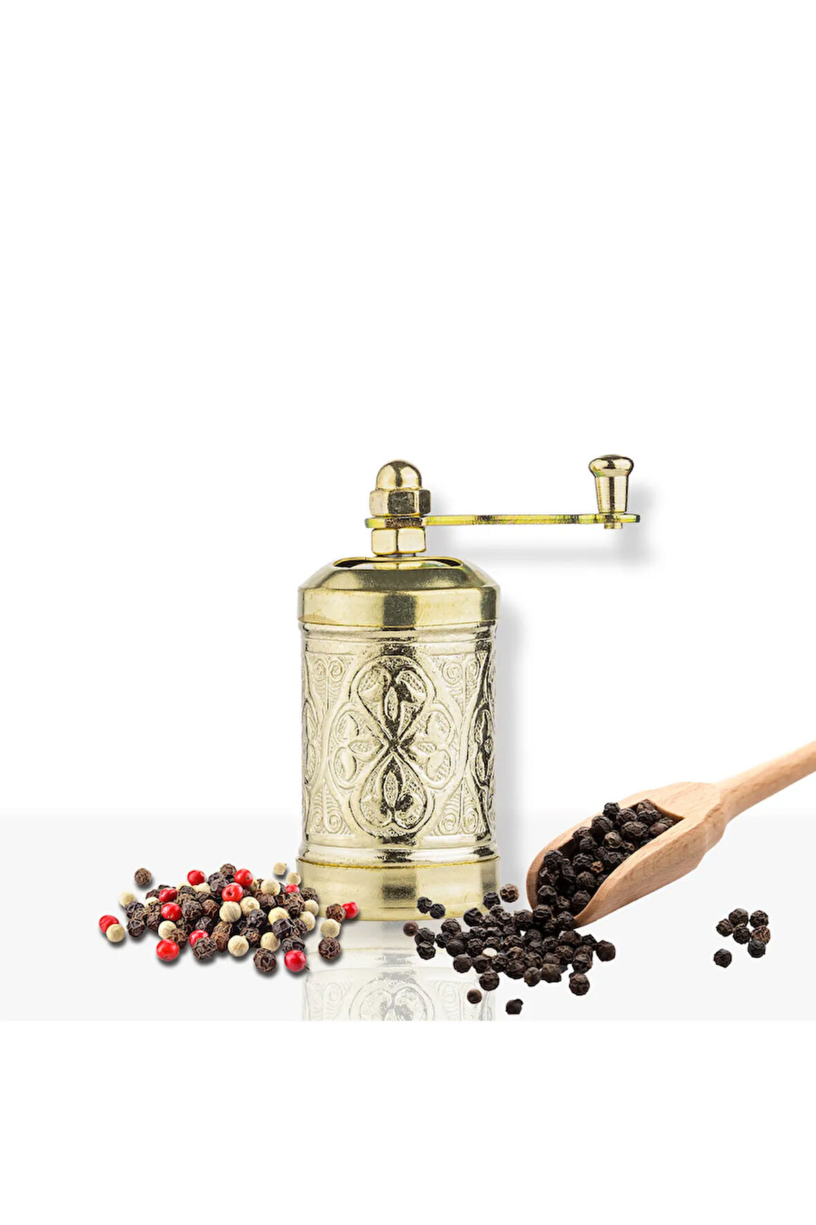Sarı Zamak Karabiber El Değirmeni Öğütücü Grinder 8 Cm