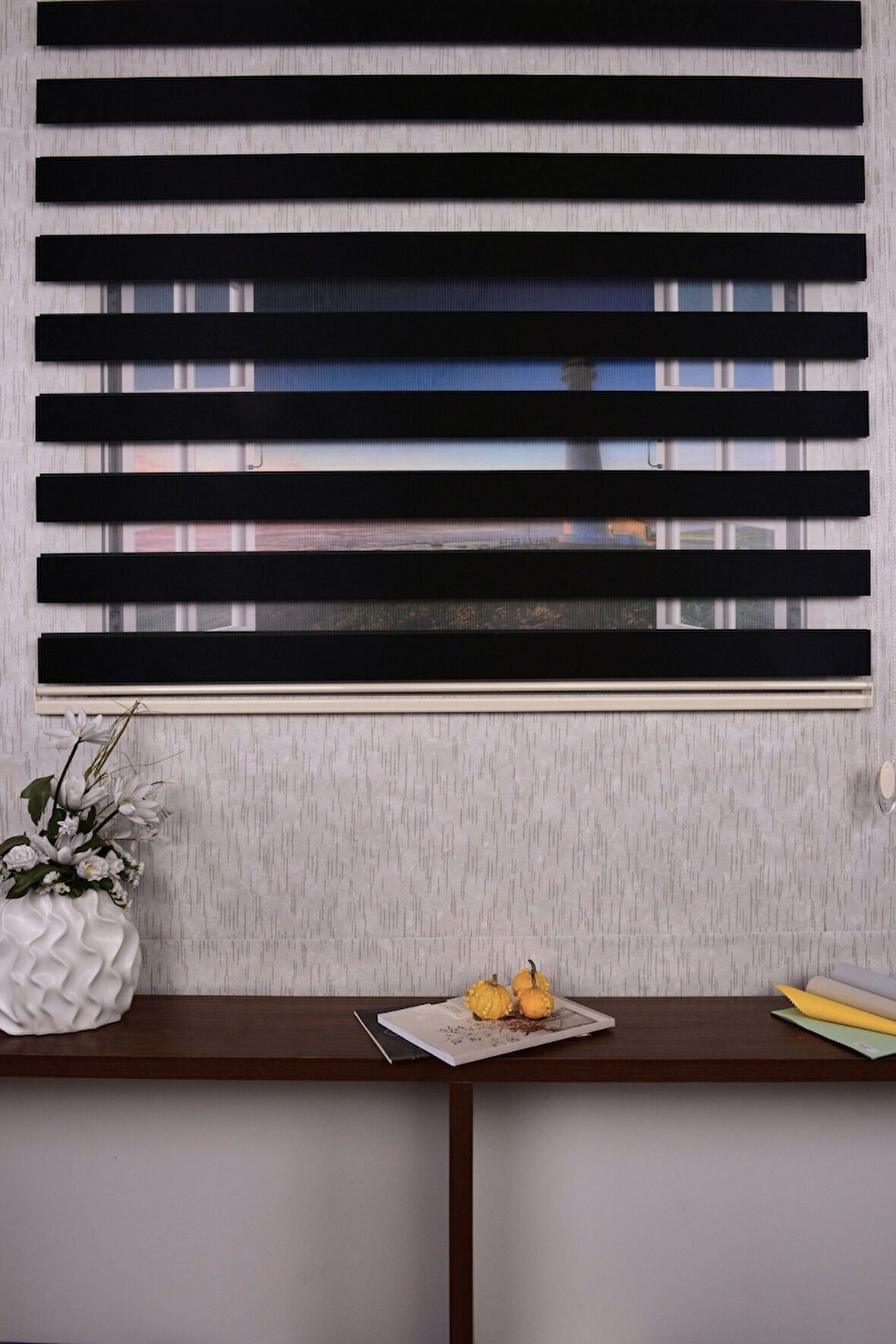 Siyah Düz Etek Dilimsiz Siyah 10687 V10 Zebra Stor Güneşlik Perde