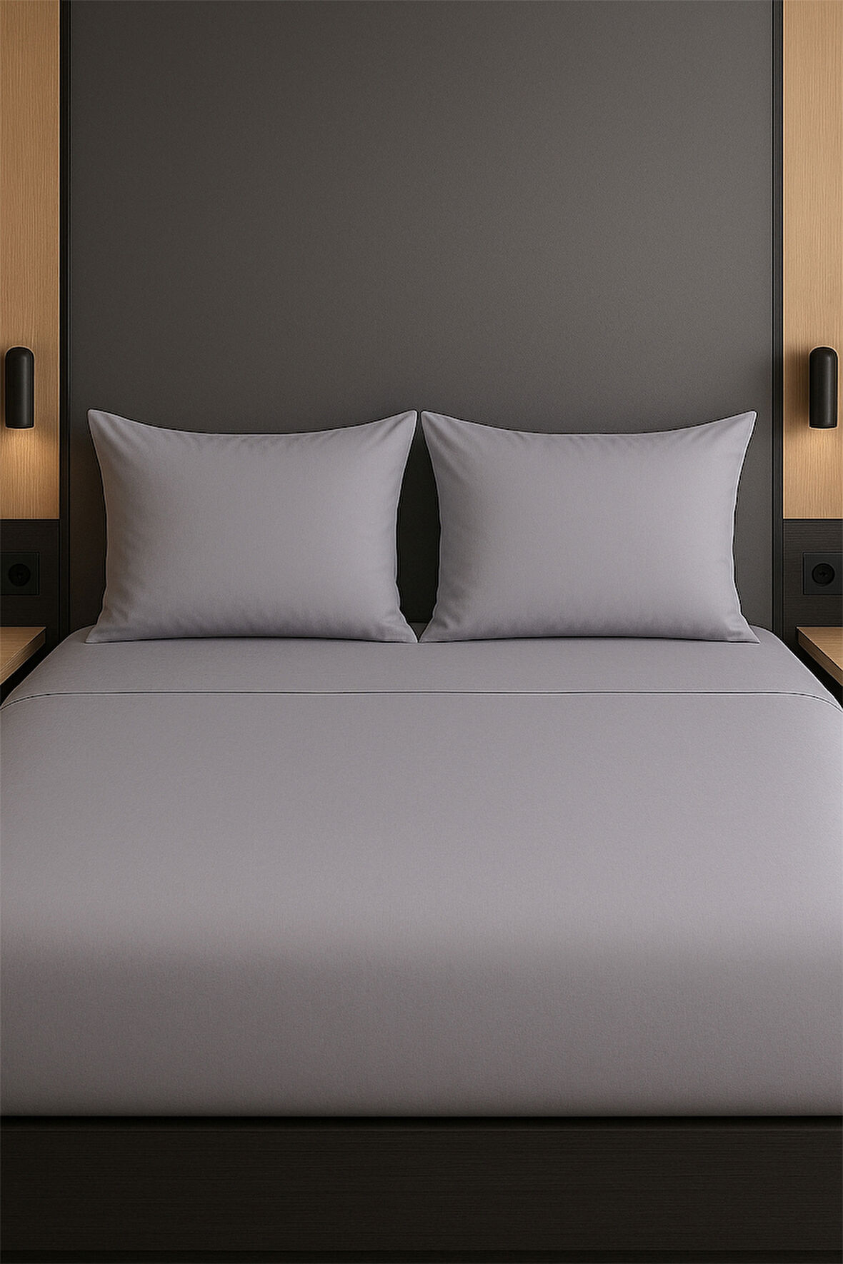 Çift Kişilik Nevresim Takımı Gri %100 Pamuk