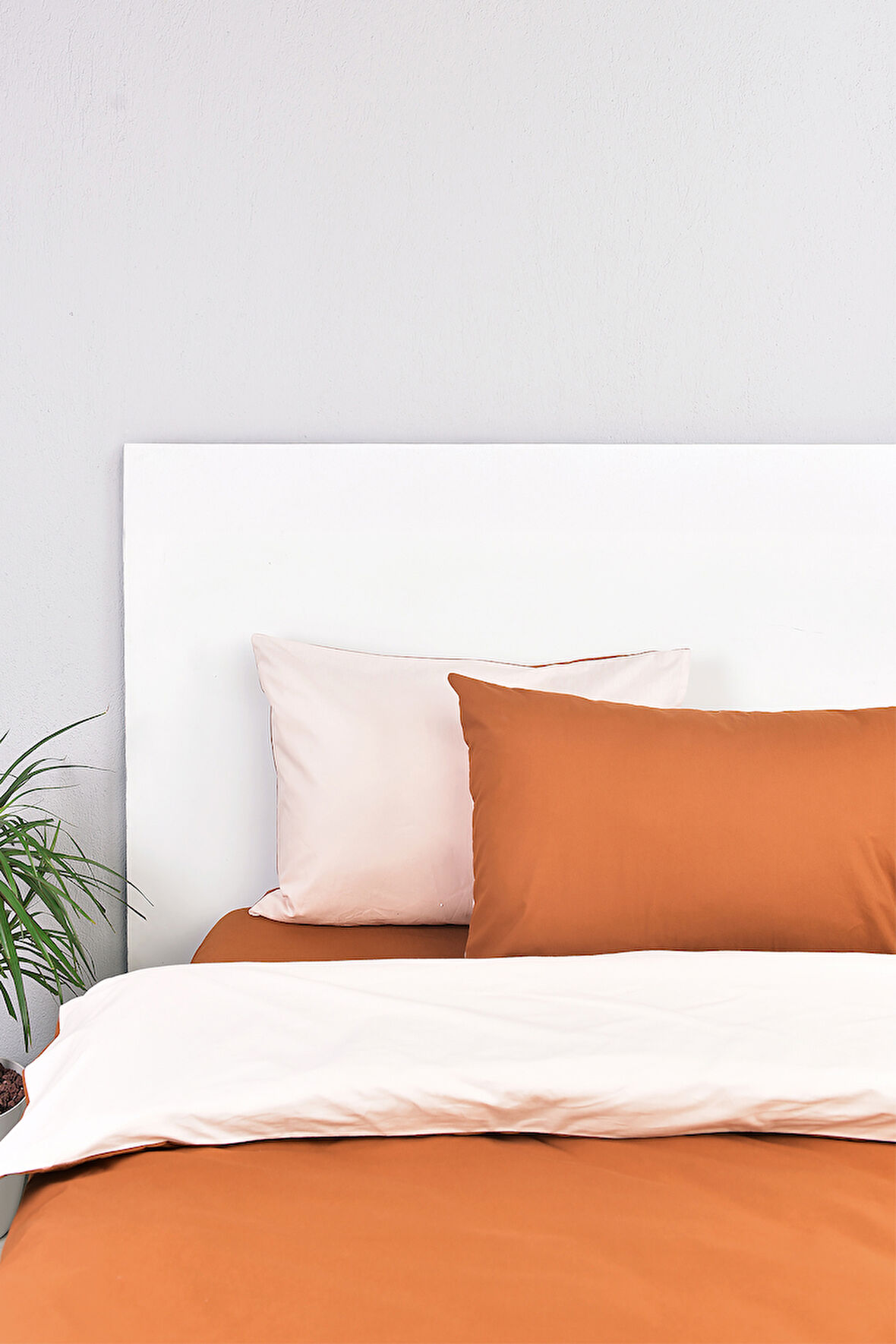 Çift Taraflı Çift Kişilik Nevresim Takımı Krem Taba %100 Pamuk