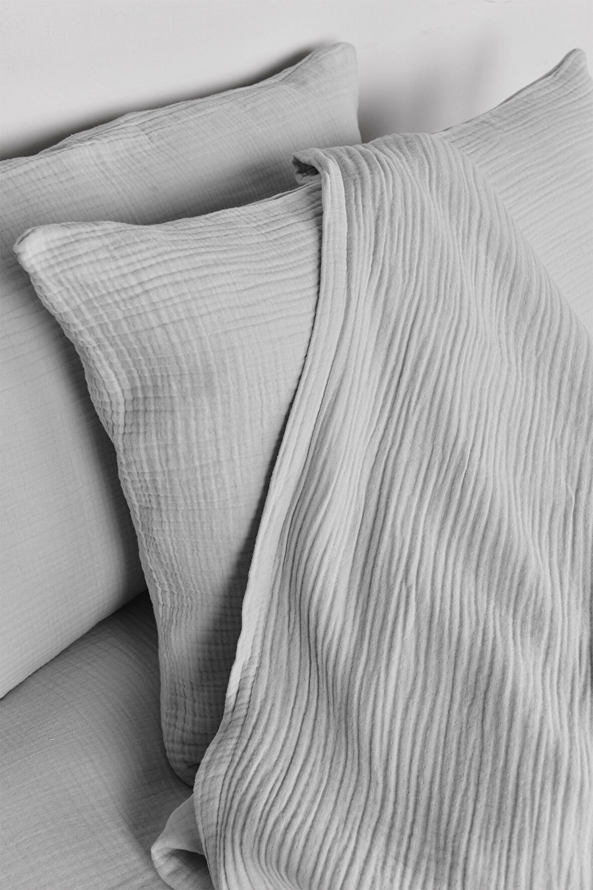 Müslin Çift Kişilik Nevresim Takımı Gri