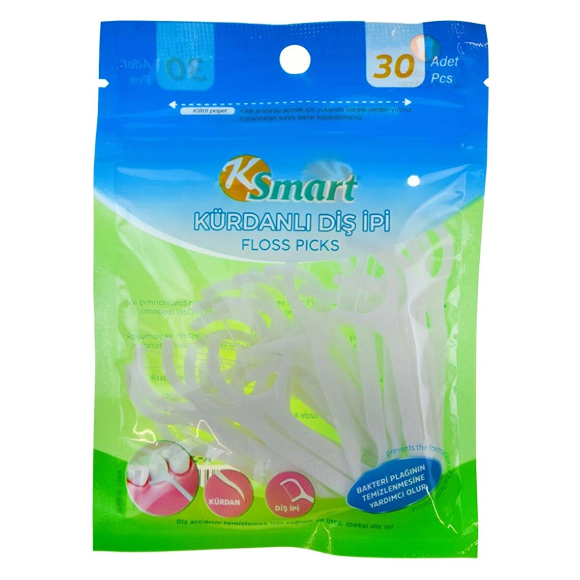 K-Smart 30'lu Kürdanlı Diş İpi