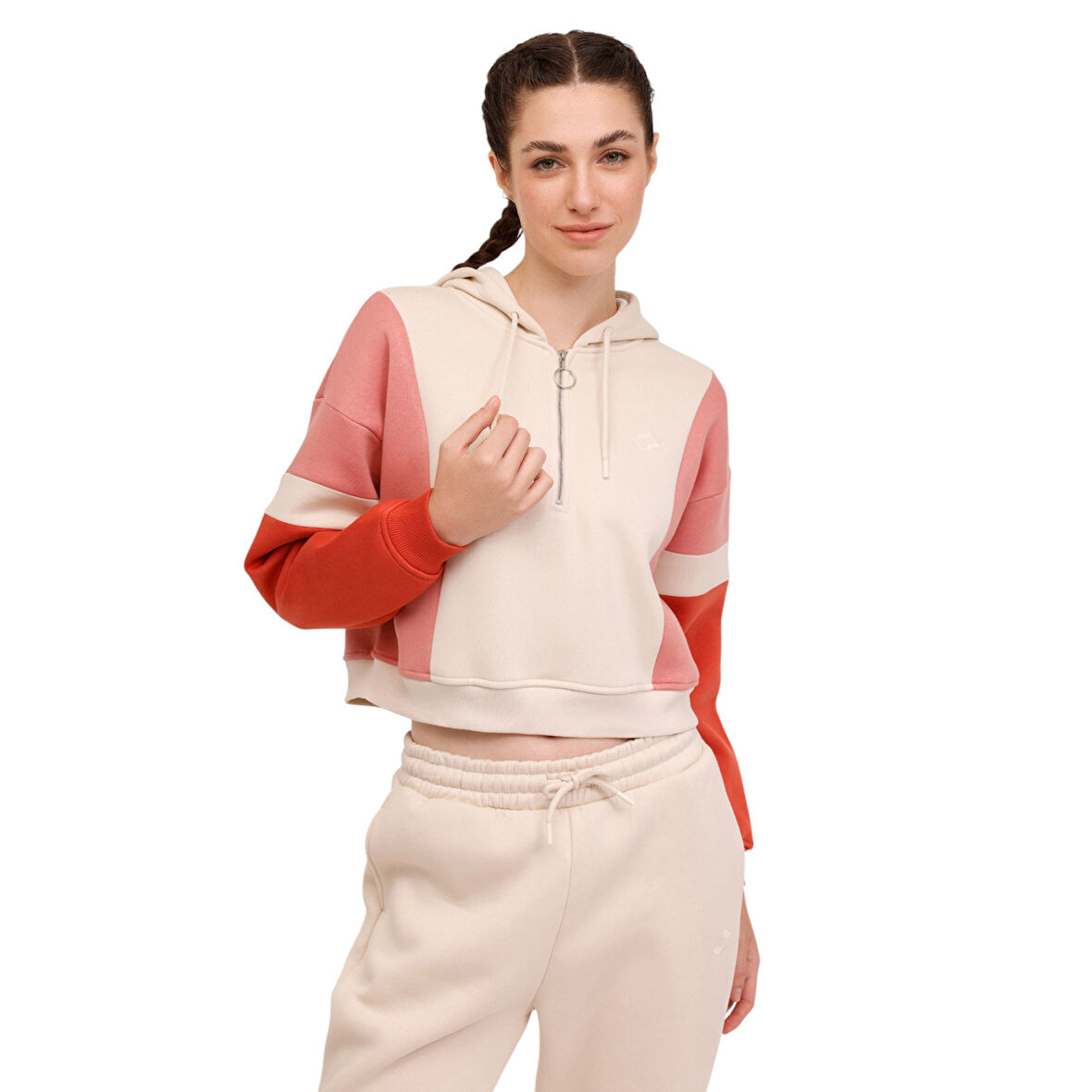 W-MERVIN HZ HOODIE 4PR Bej Kadın Sweatshirt