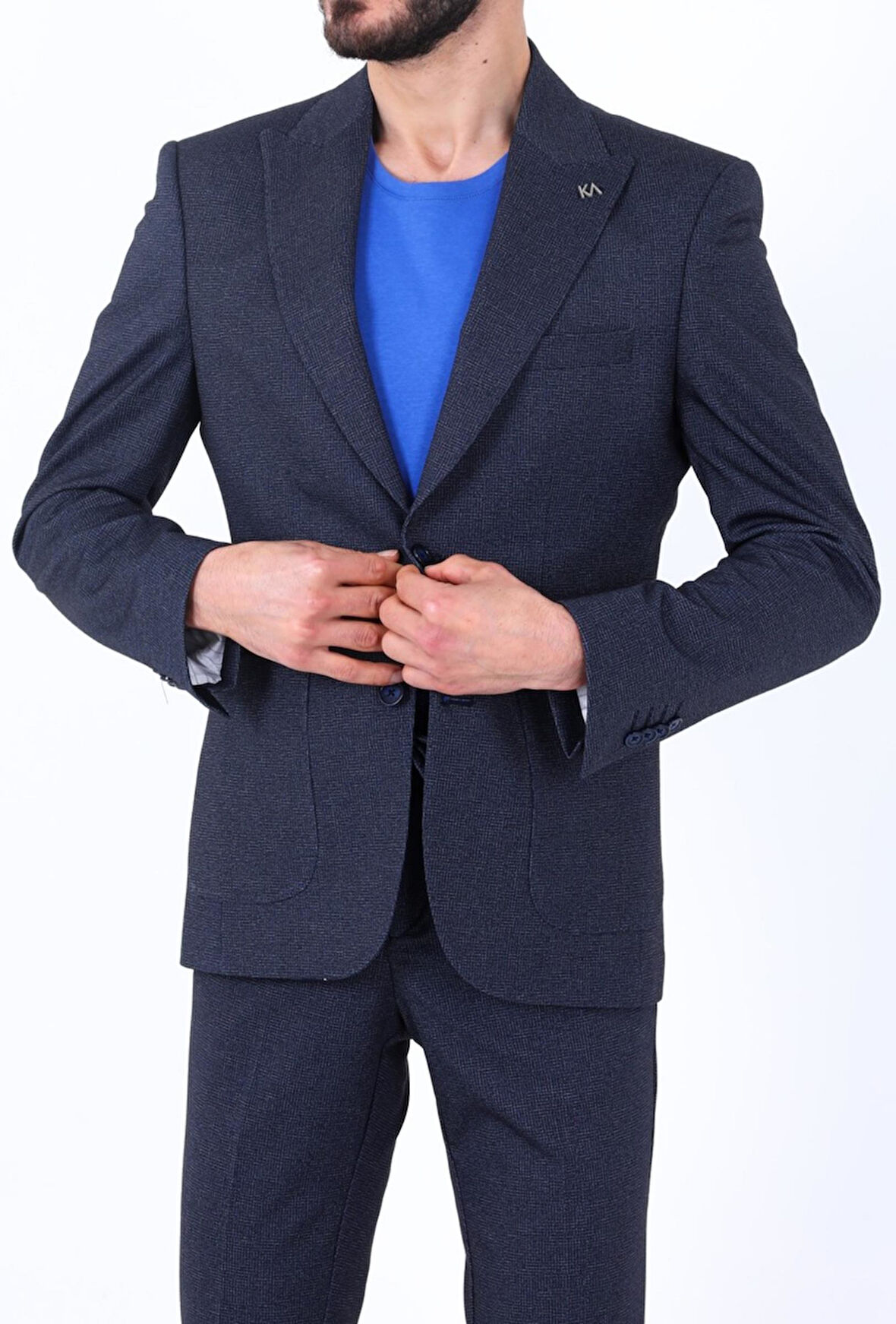 Gofre Kumaştan Üretilmiş Erkek Jogger Takım Elbise-KAW1800S