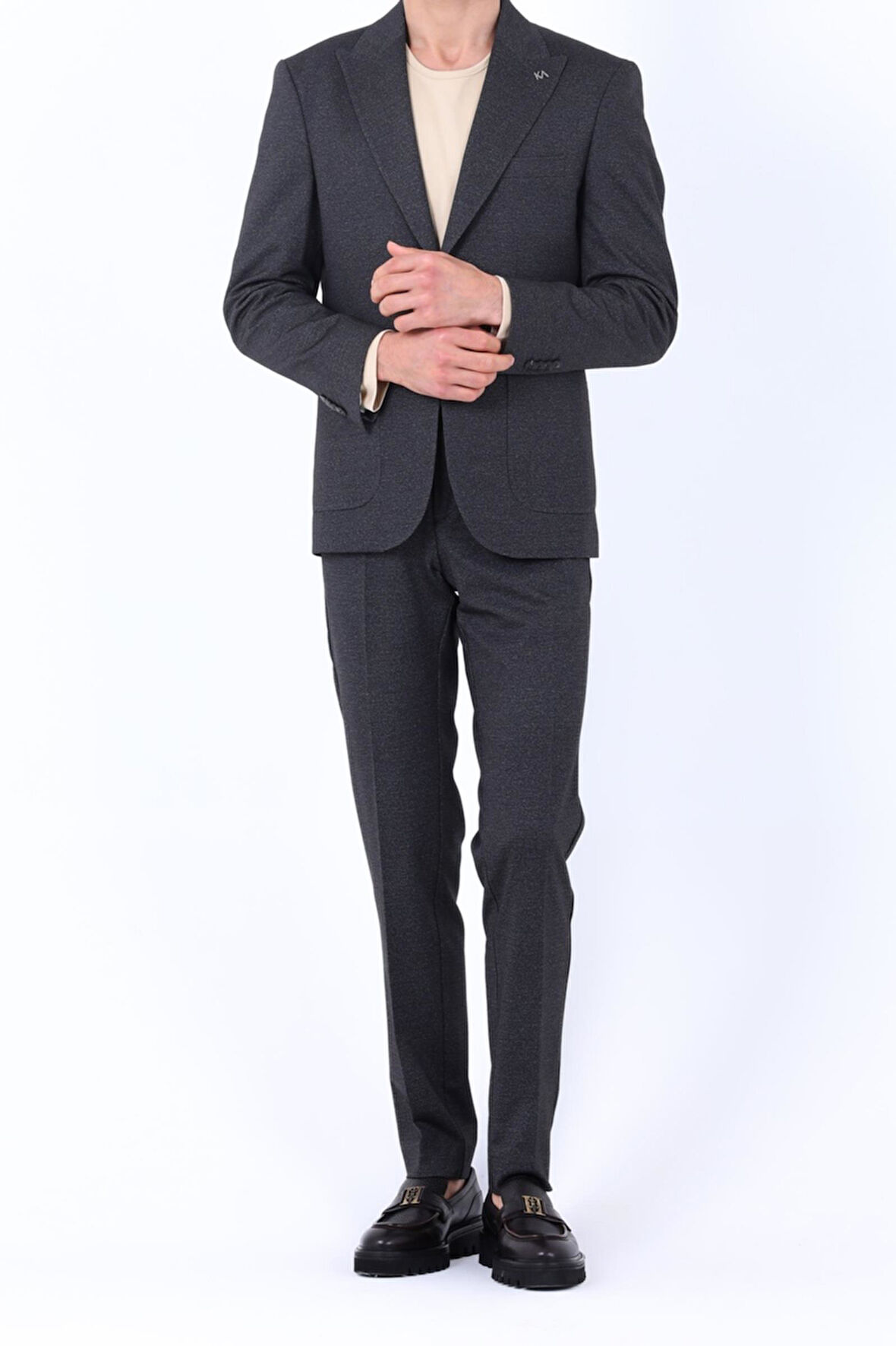 Kabartma Desenli Erkek Jogger Takım Elbise-KAW1804S