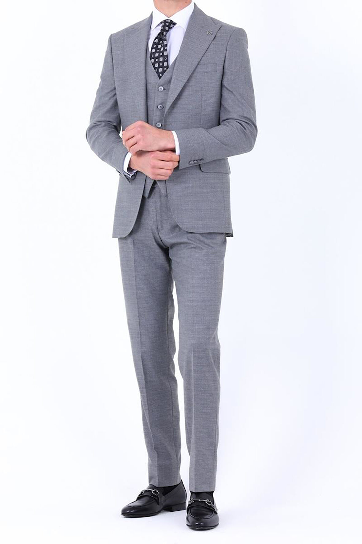 Şık ve Rahat Yelekli Erkek Takım Elbise - Viskon Karışımlı Slim Fit