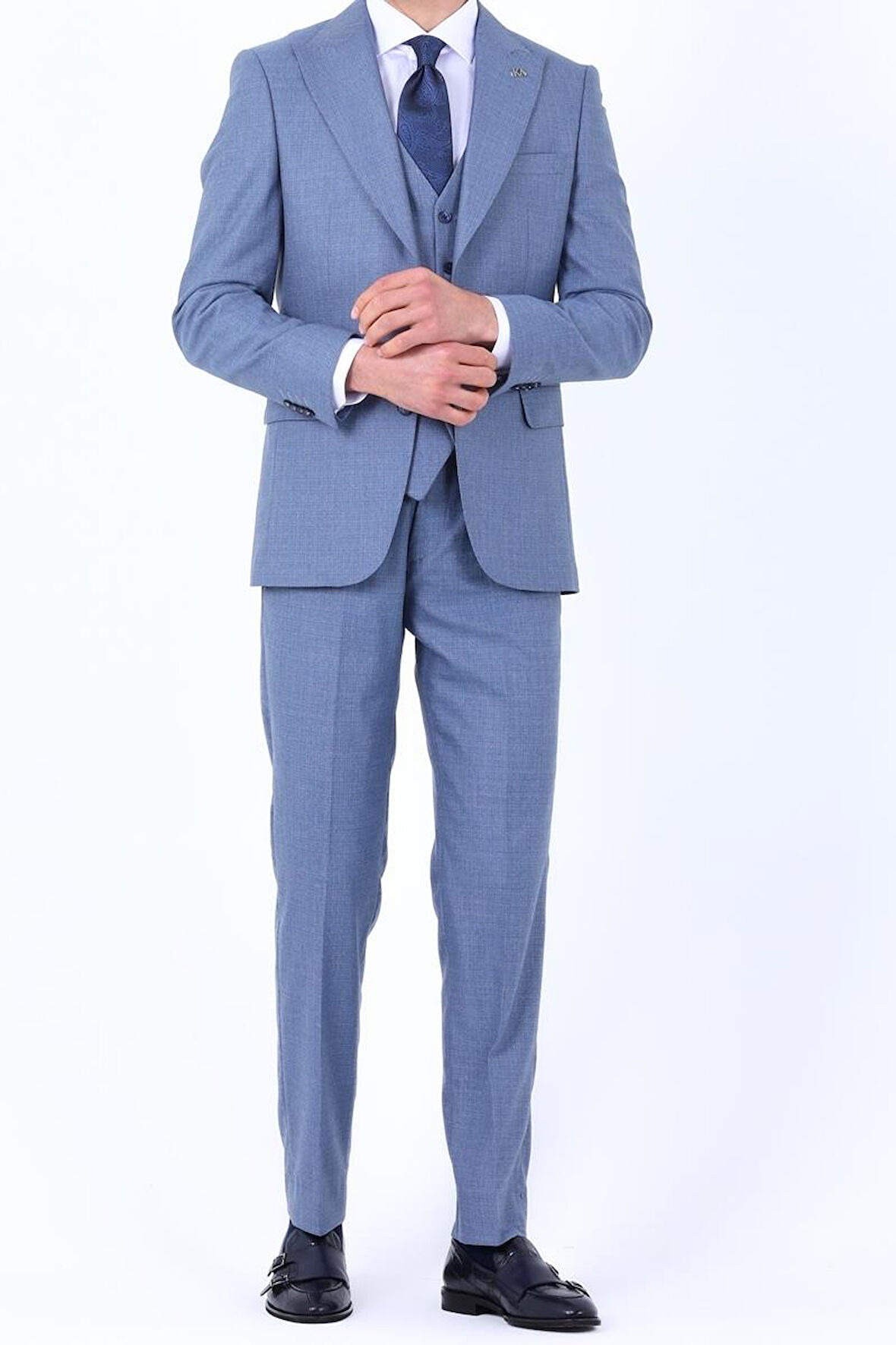 Şık ve Rahat Yelekli Erkek Takım Elbise - Viskon Karışımlı Slim Fit