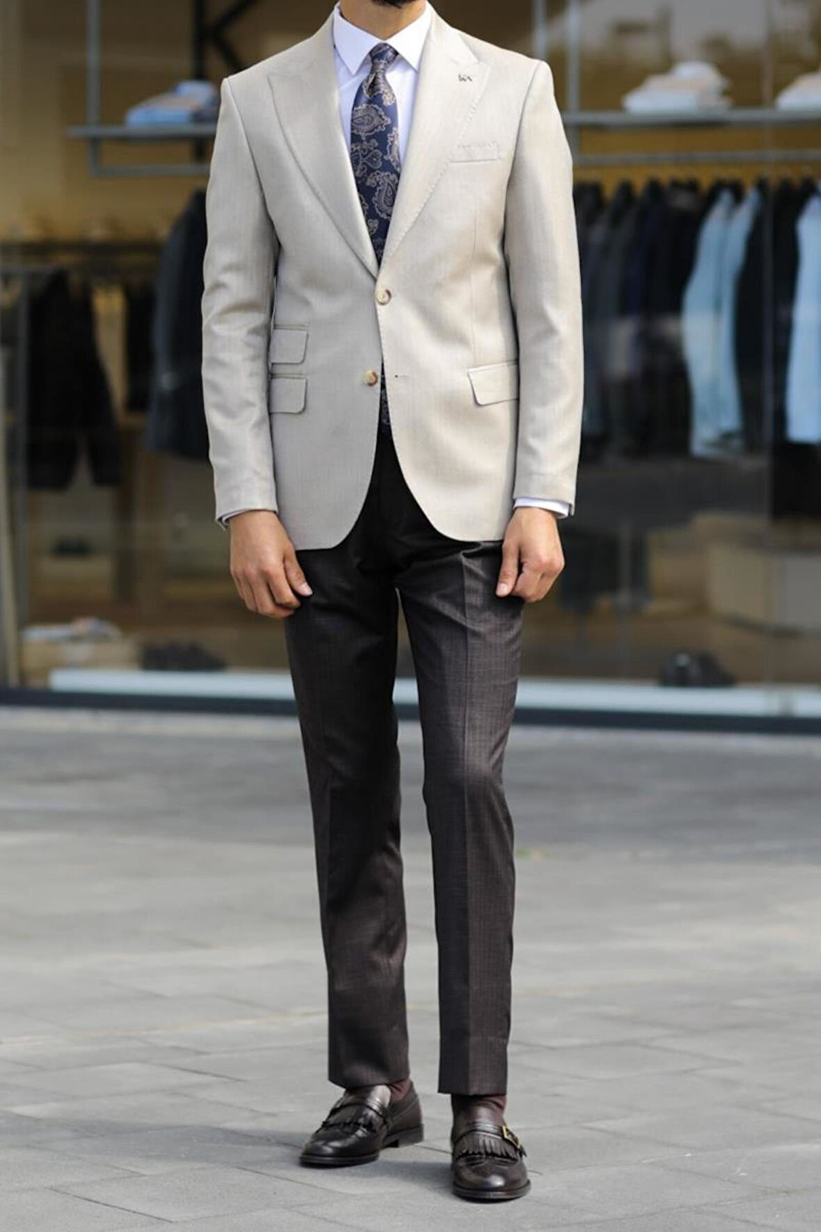 Şık Yünlü Erkek Slim Fit Ceket