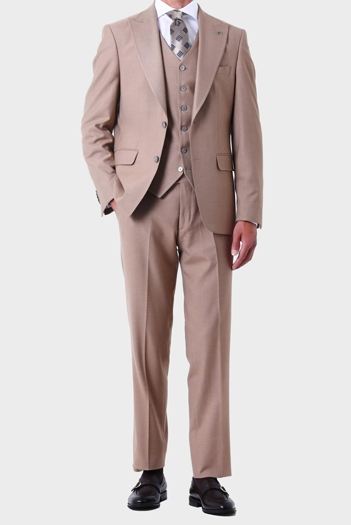 Dört Mevsim Kullanılabilir Yelekli Erkek Takım Elbise - Slim Fit Şık