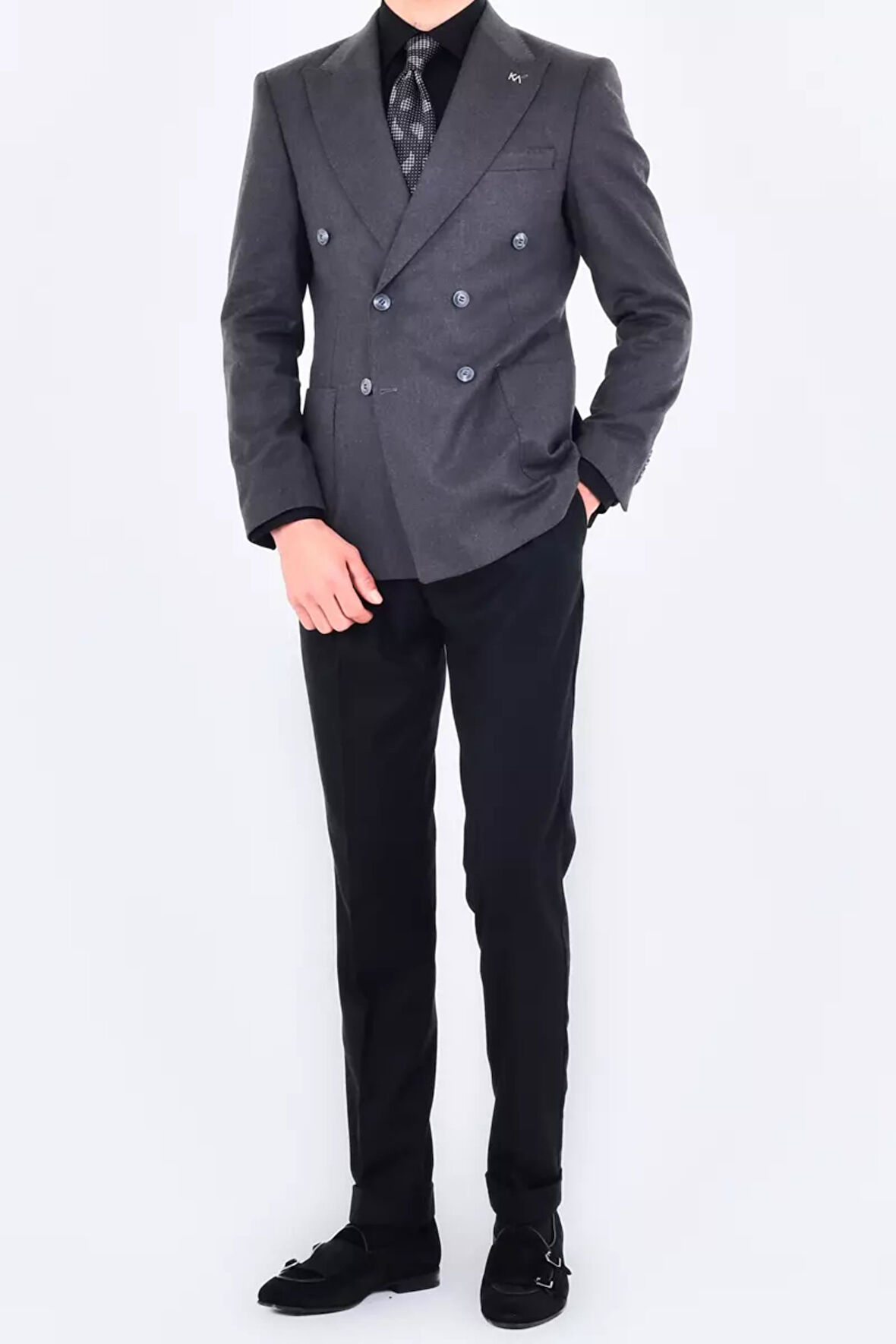 Modern Slim Fit Dar Kesim Kruvaze Erkek Viskon Ceket