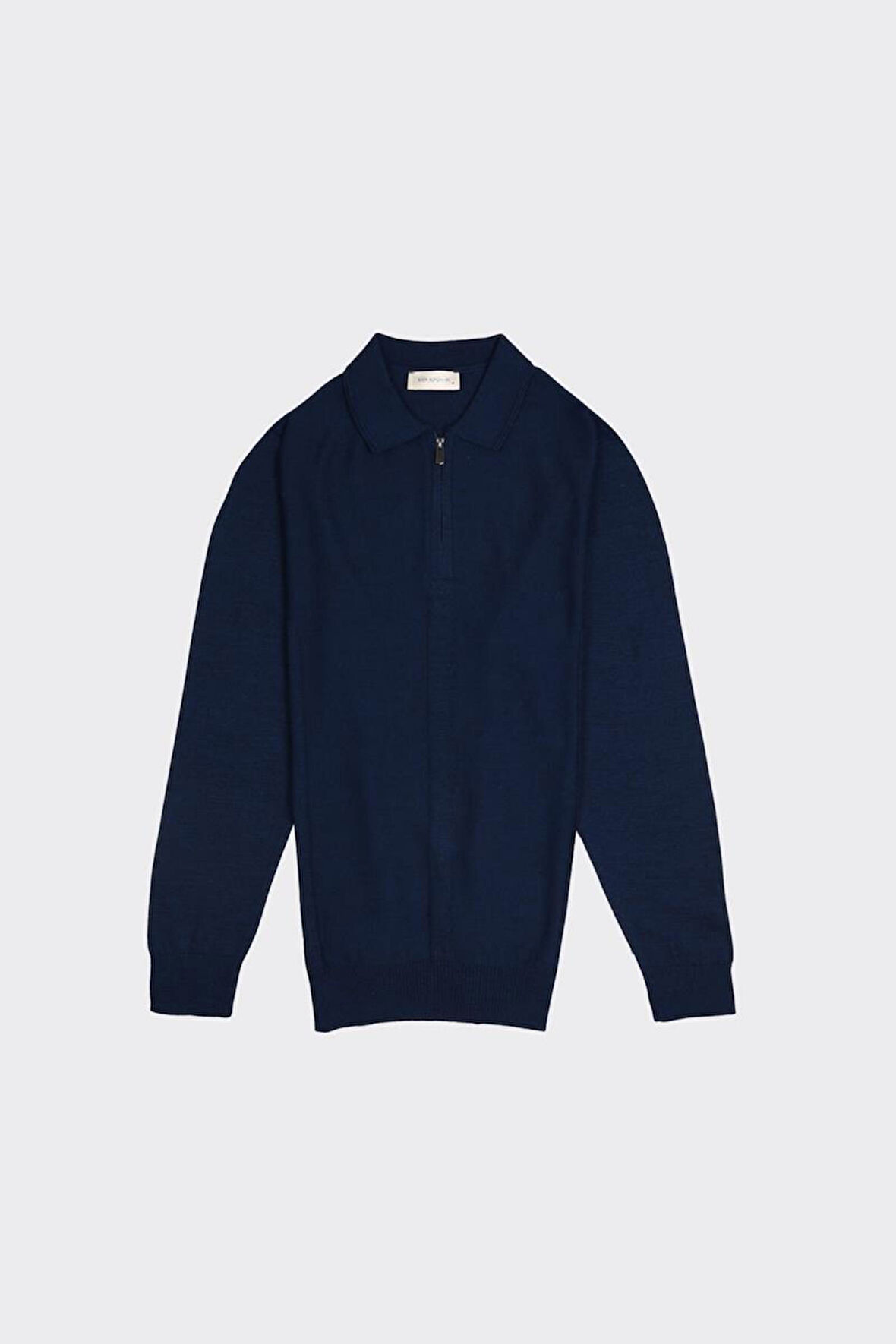 Erkek Fermuarlı Polo Yaka Triko-KAX6705W