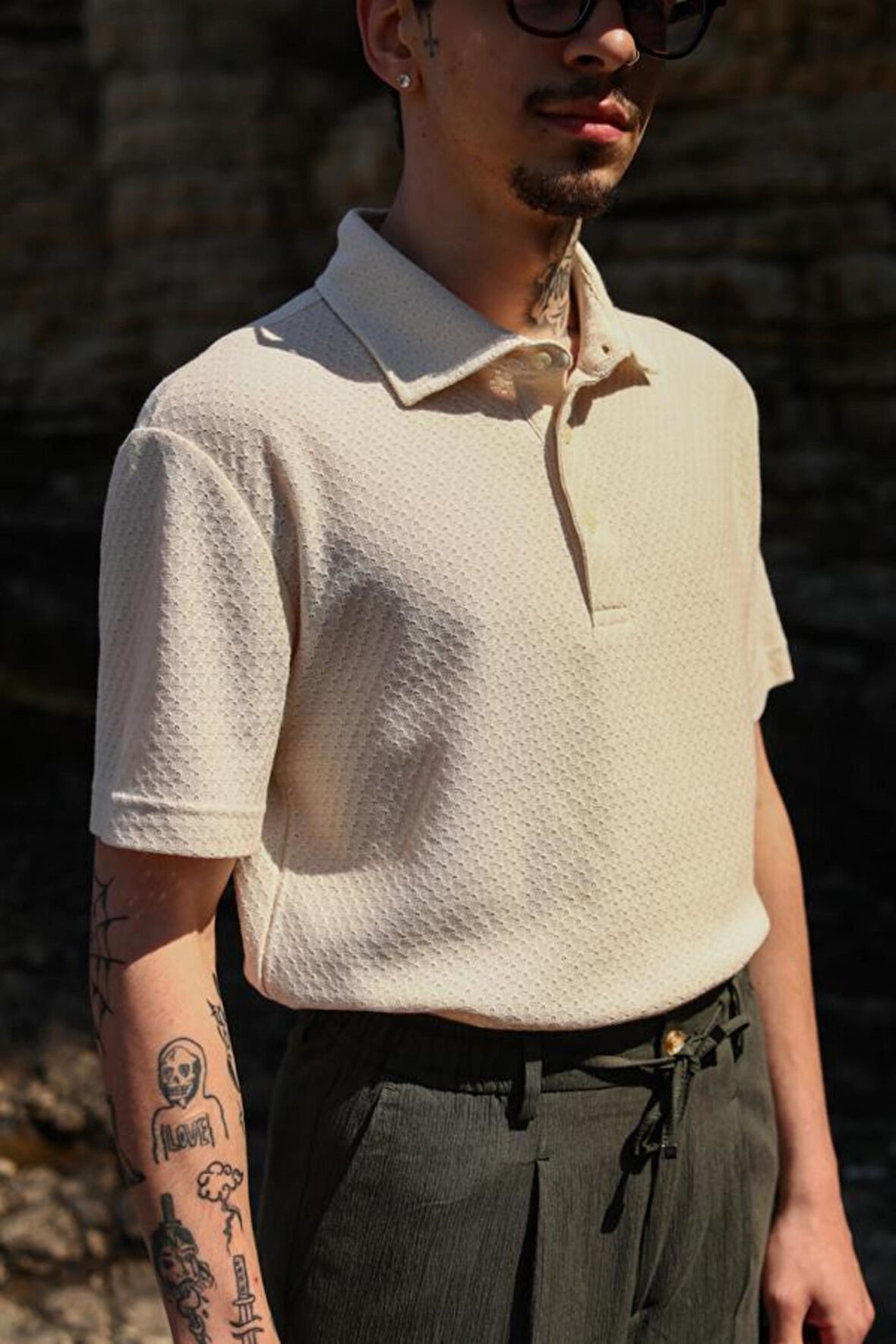 Düğmeli Polo Yaka Kısa Kol Erkek T-Shirt