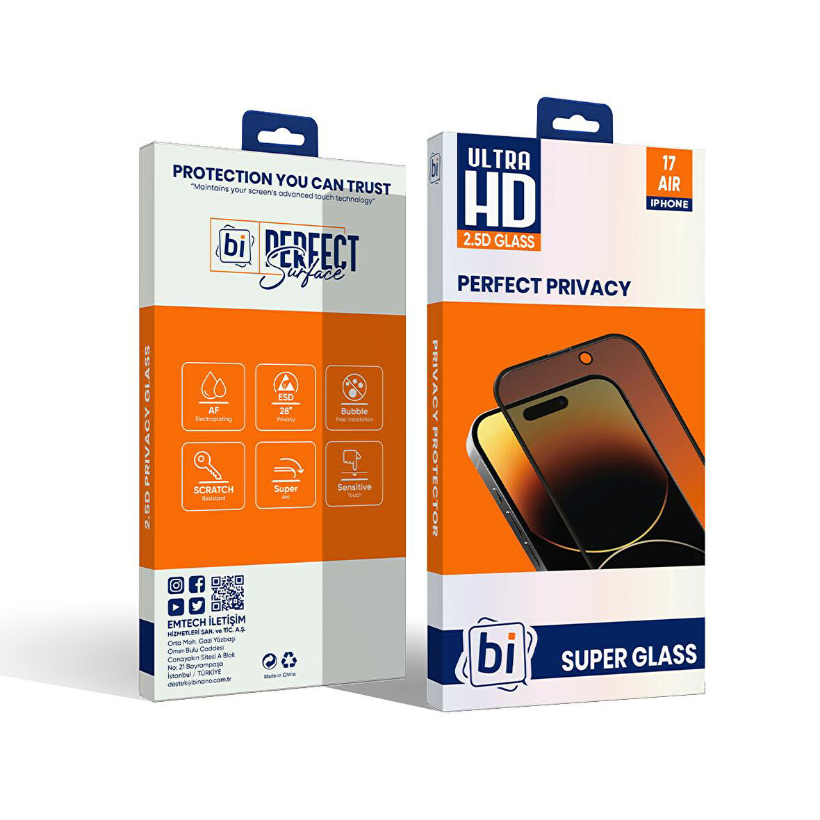 Bİ 2,5D PRIVACY SUPER GLASS IPHONE 17 AIR EKRAN KORUYUCU