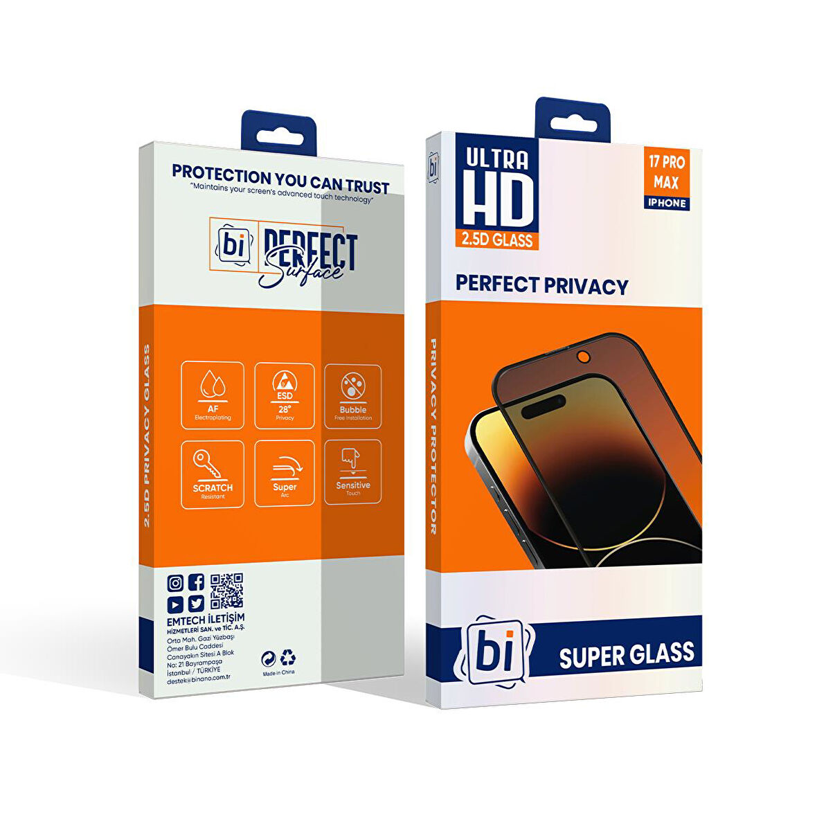 Bİ 2,5D PRIVACY SUPER GLASS IPHONE 17 PRO MAX EKRAN KORUYUCU