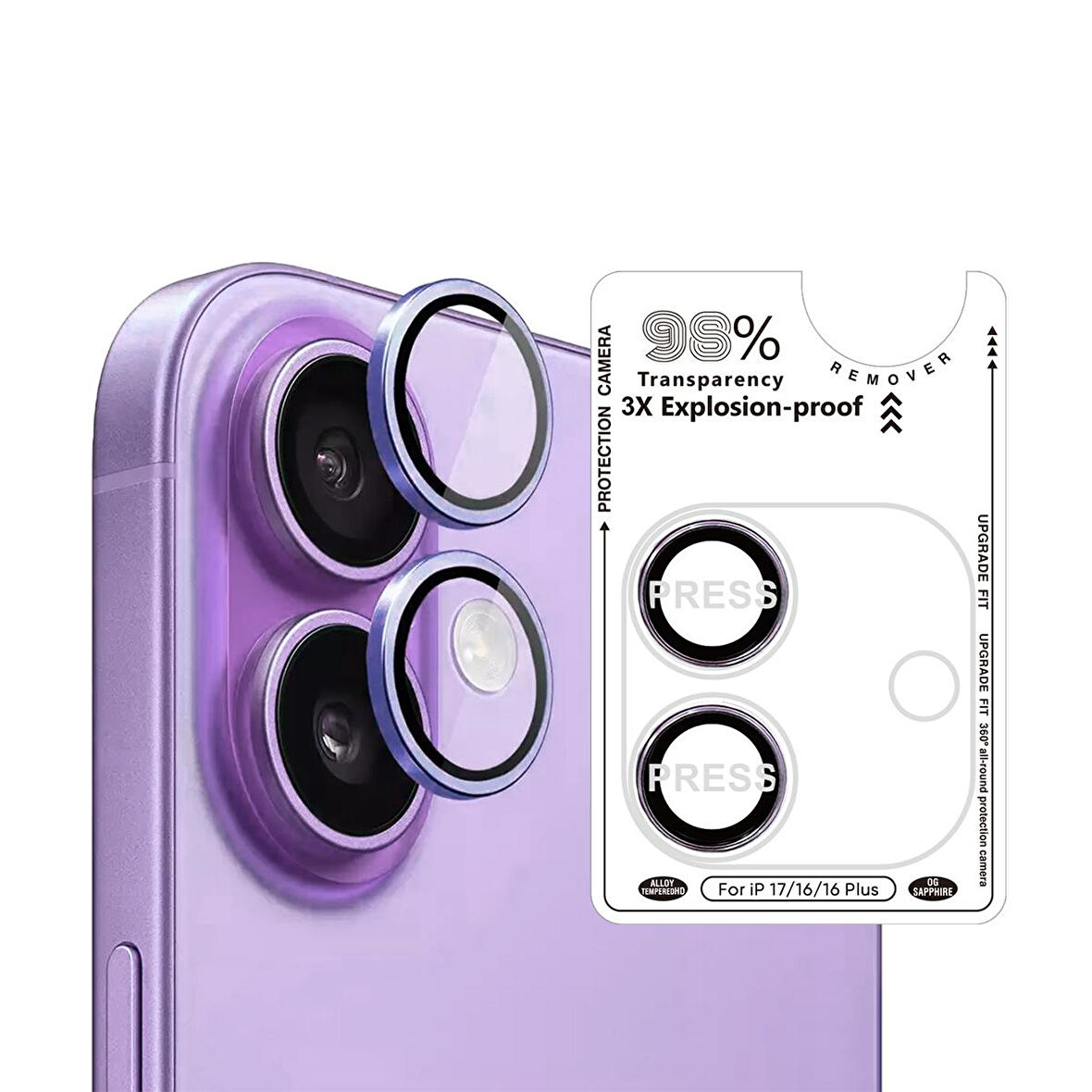 BİNANO IPHONE 17/16/16 PLUS SAFİR MOR KAMERA KORUYUCU