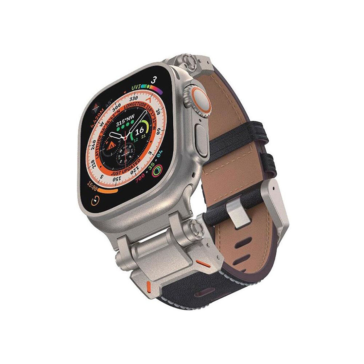 E2M APPLE WATCH 42-44-45-46-49MM KRD-32 DERİ KORDON SİYAH