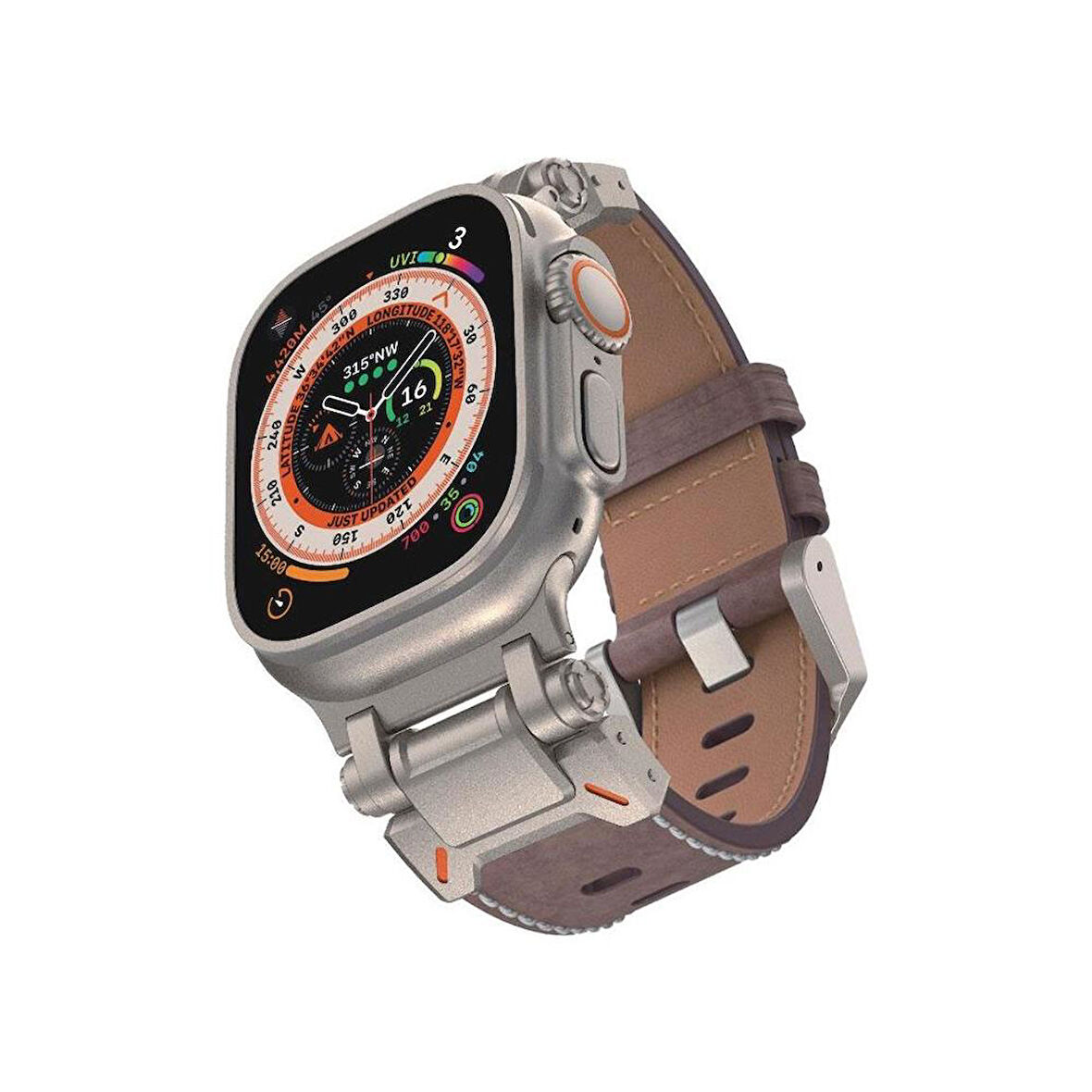 E2M APPLE WATCH 42-44-45-46-49MM KRD-32 DERİ KORDON KAHVERENGİ