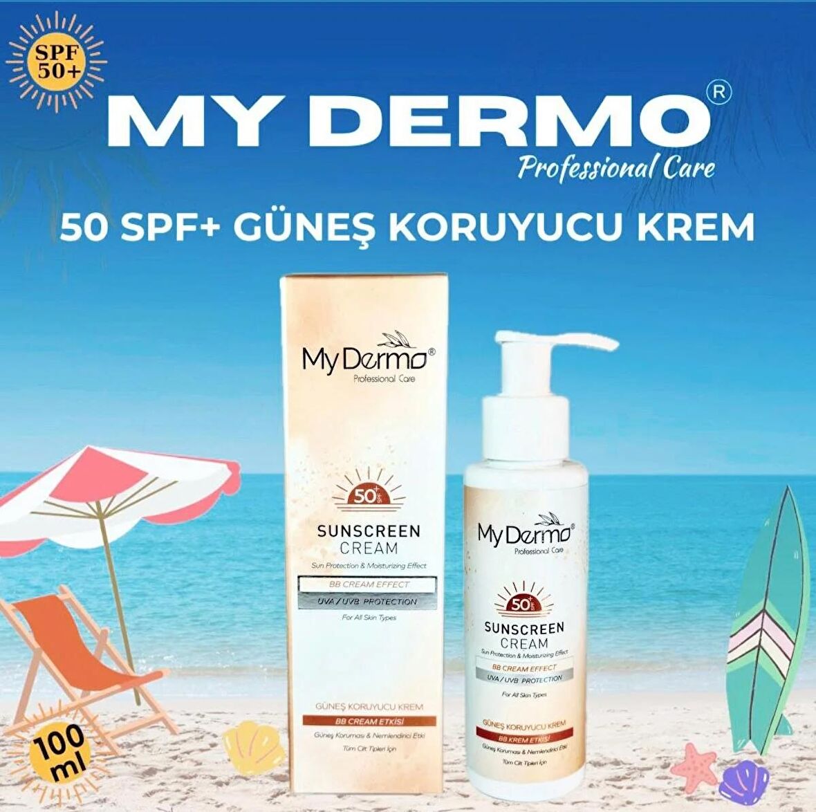 My Dermo Spf50+ Koruyucu Güneş Kremi 100 ML BB Krem Etkili