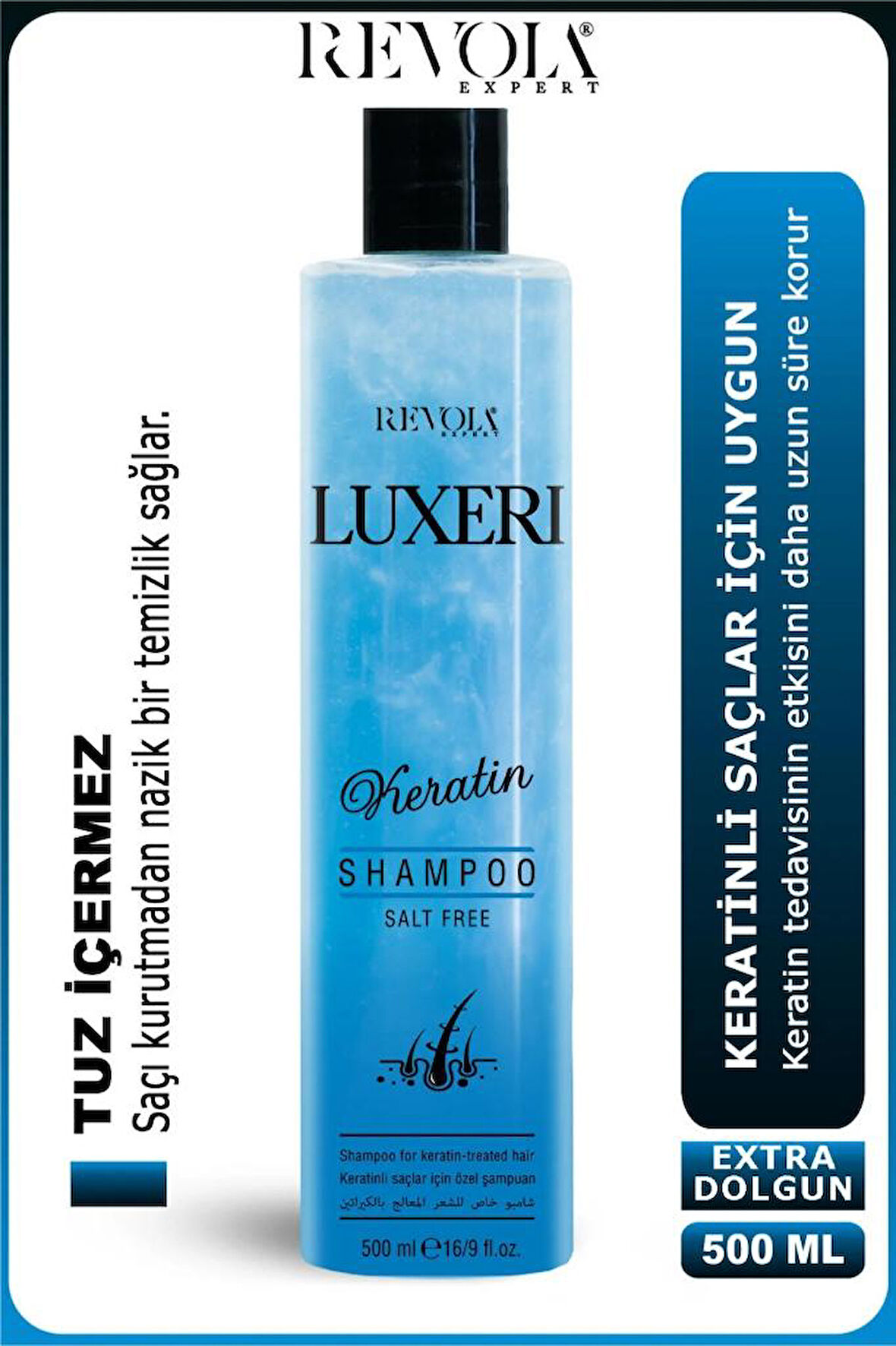 Revola Luxeri Tuzsuz Şampuan Keratinli Saçlara Özel 500 Ml Keratin