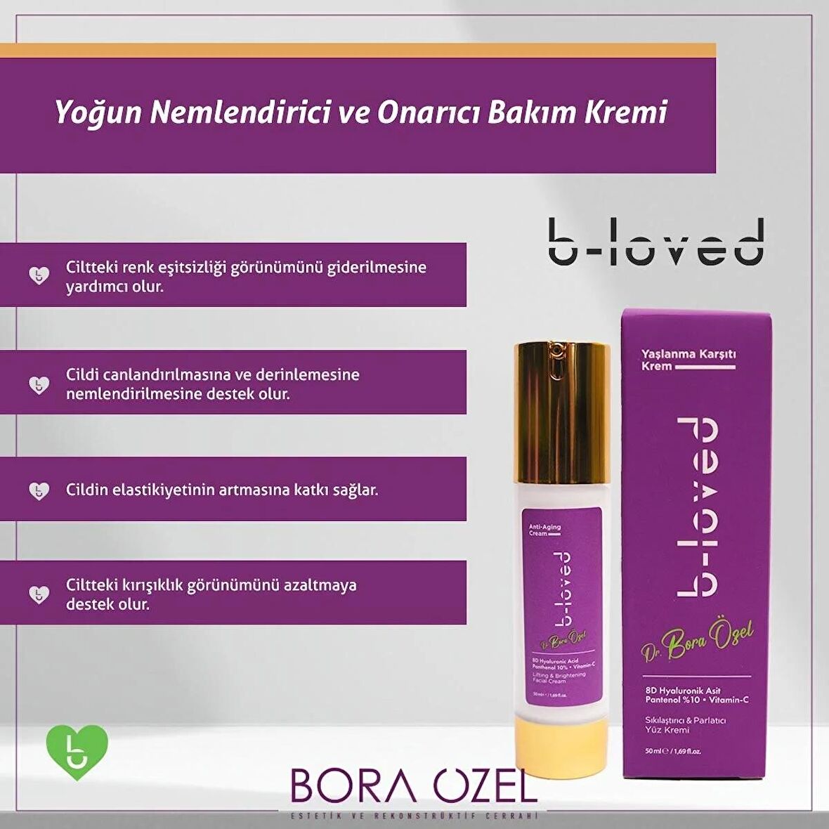 8d Hyaluronik Asit, Vitamin C Ve Pantenol Içeren Sıkılaştırıcı Ve Parlatıcı Yüz Kremi