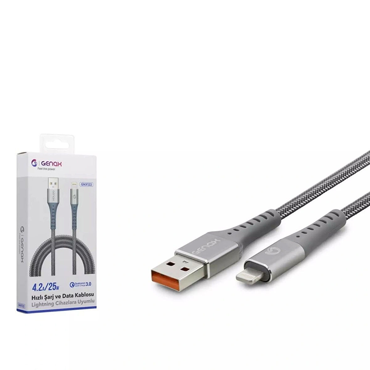 GENAX GNX122 LIGHTNING TO USB KABLO HASIR 3.4A 1M
