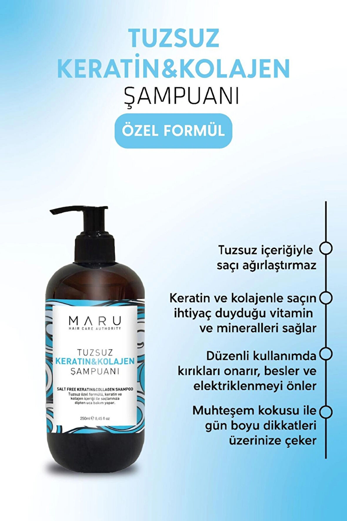 Tuzsuz Keratin Ve Kolajen Bağ Onarıcı Bakım Şampuan 250 ml 8684382736454